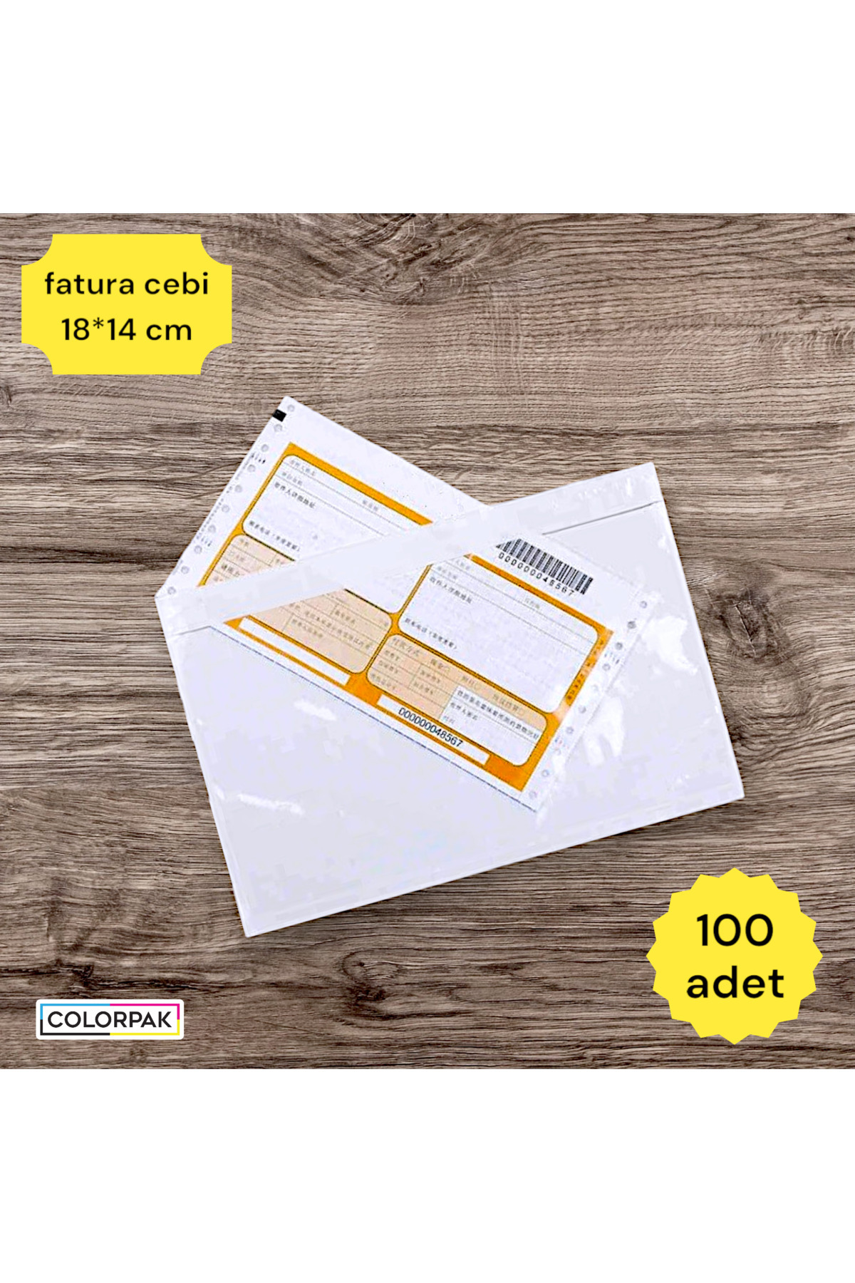Kargo Fatura Cebi (18x14 cm) yapışkanlı şeffaf (100 Adet)
