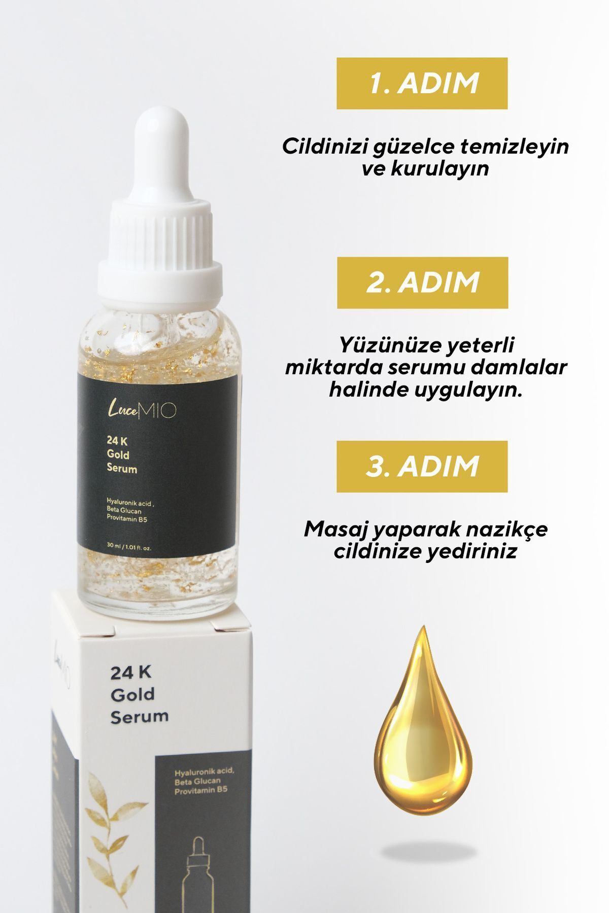 سرم پوست   LuceMio | 24K Altın Serum اورجینال - تصویر 3