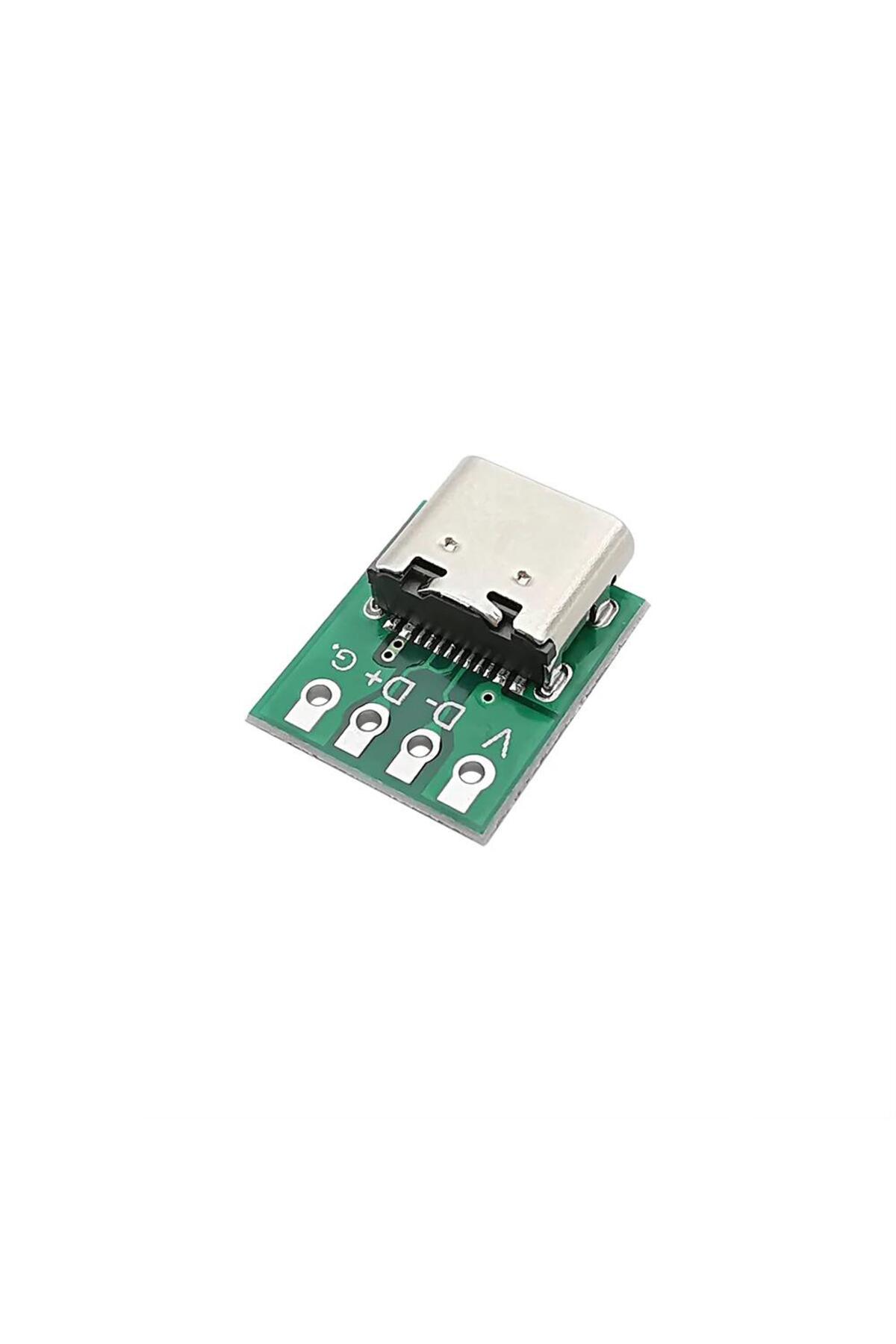 USB Type-C 3.1 Konnektörü 4 Pin Dişi Açılı DIP Çevirici Jack PCB USB Şarj Soketi Dip DIY 2