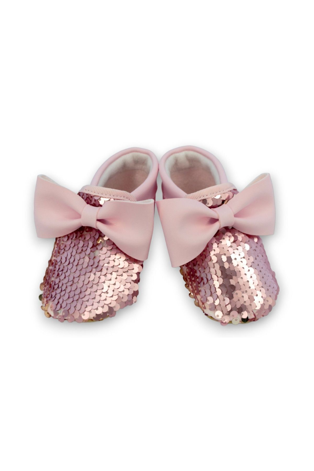 First Step Pembe Gold Pul Payetli Fiyonklu Kız Bebek Babet Patik G-2366 fotoğrafı 2 (önizleme)