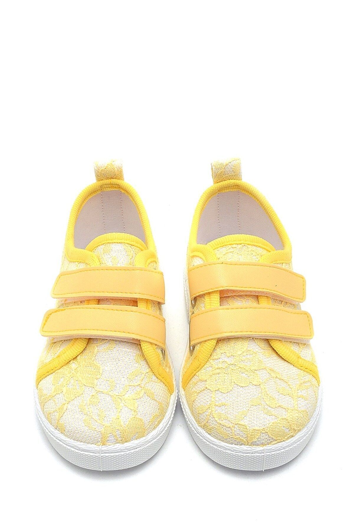 First Step-Double Velcro Lace Linen Sports Kids Shoes-yellow-f-4005 4