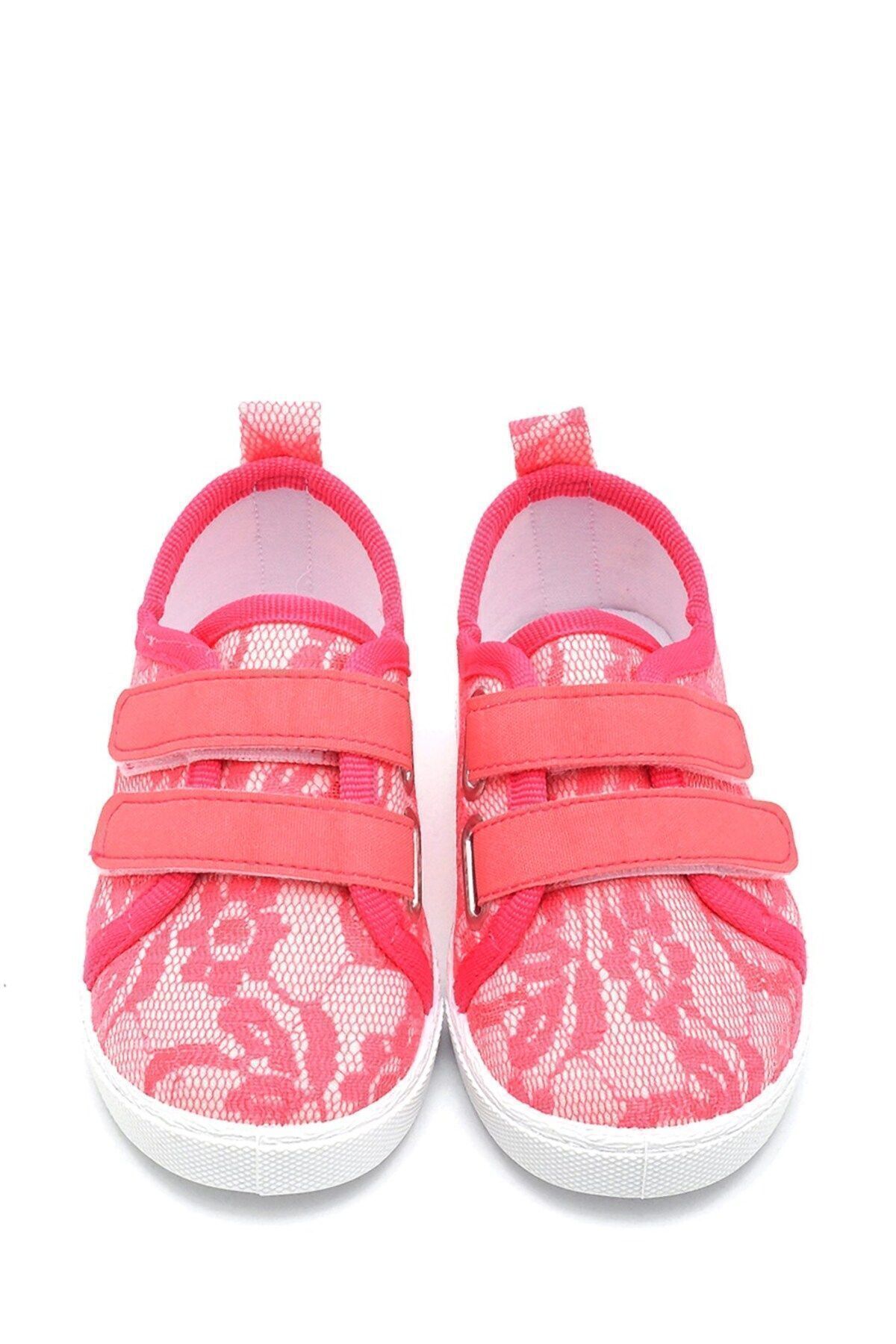 First Step-حذاء رياضي كتان وشريط فيلكرو مزدوج للأطفال-فوشيا-f-4005 3