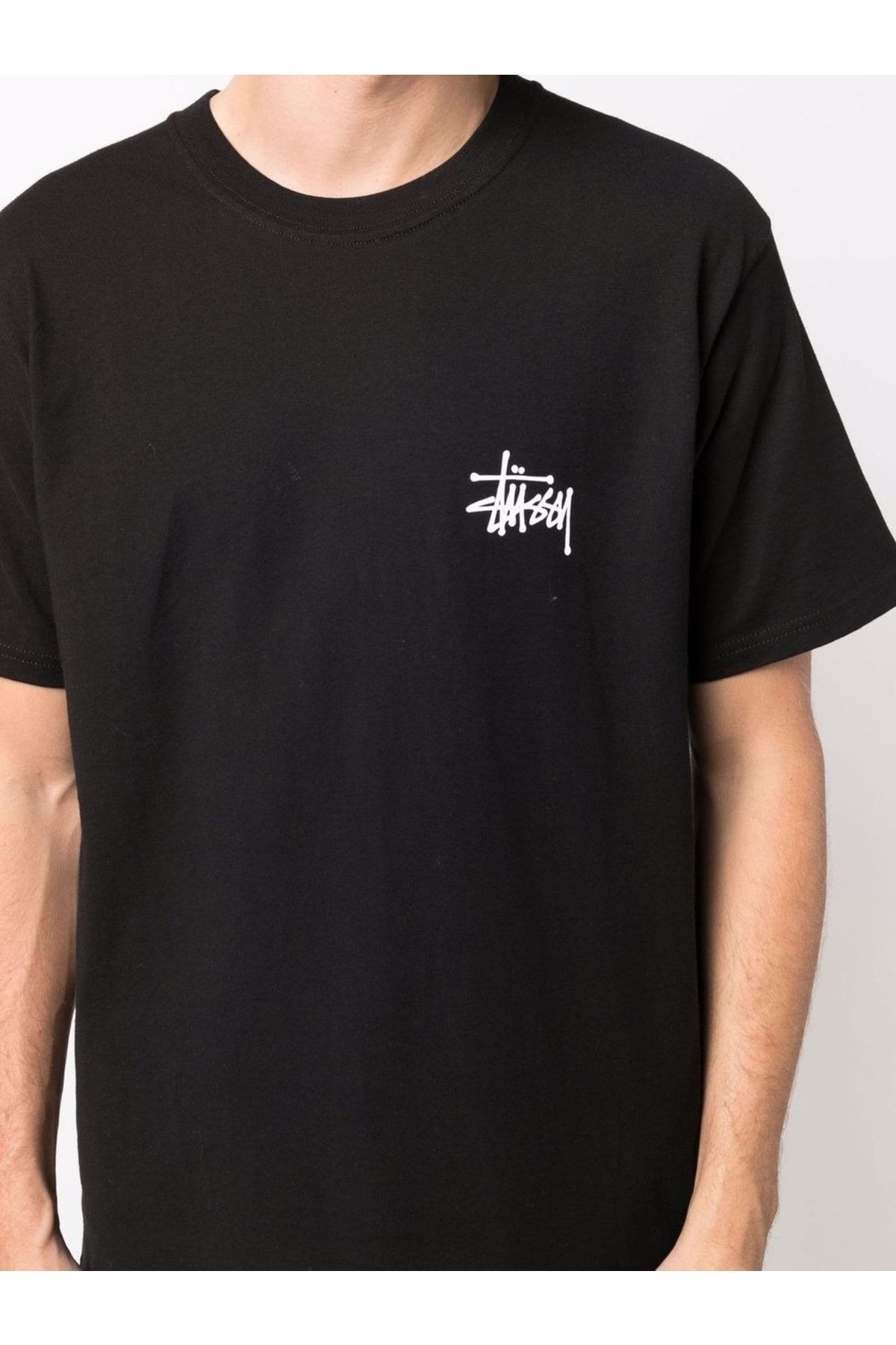 Stussy-Black Back Printed Unisex Short Sleeve T-shirt 4
