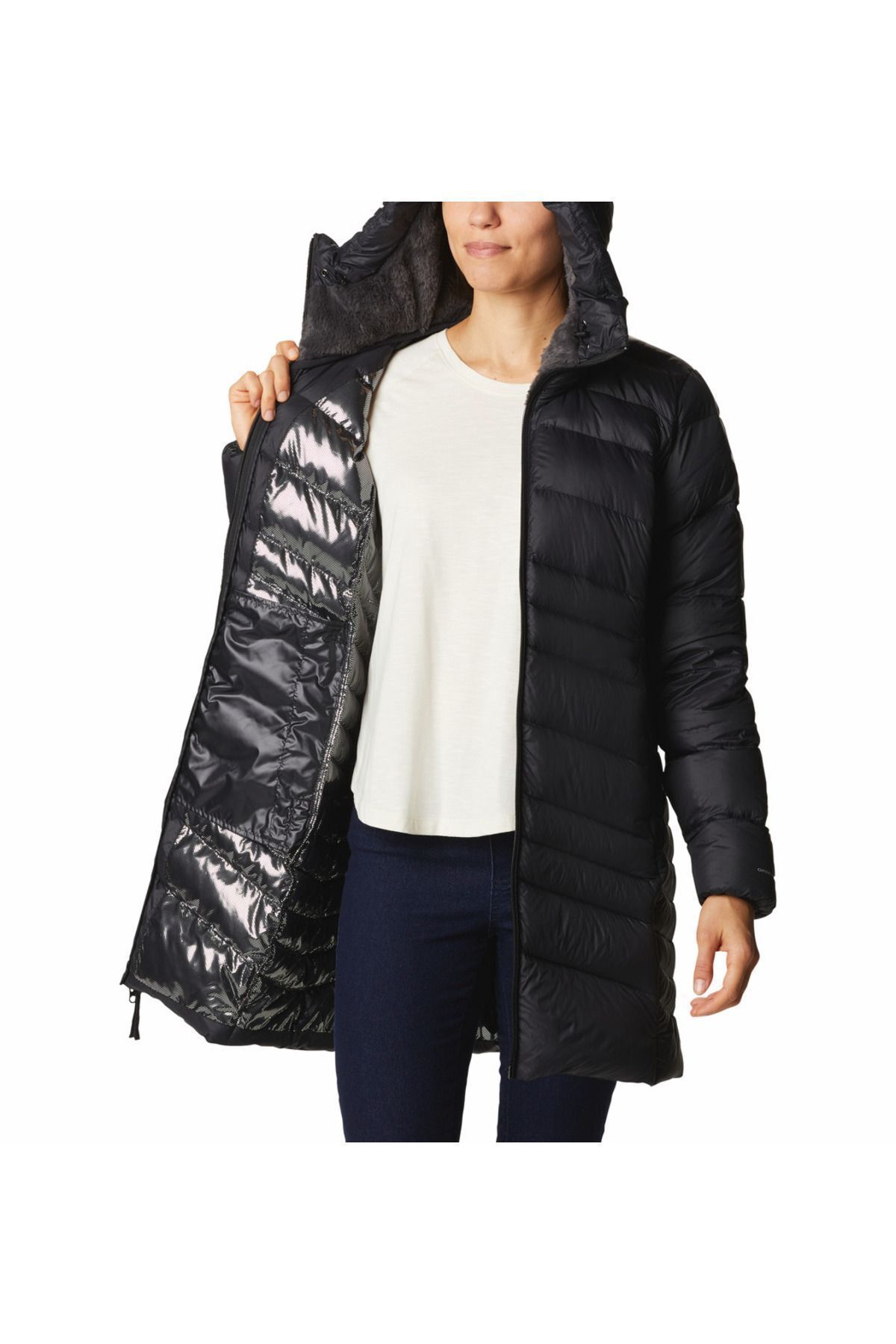 Columbia della fall mid hooded down jacket shop