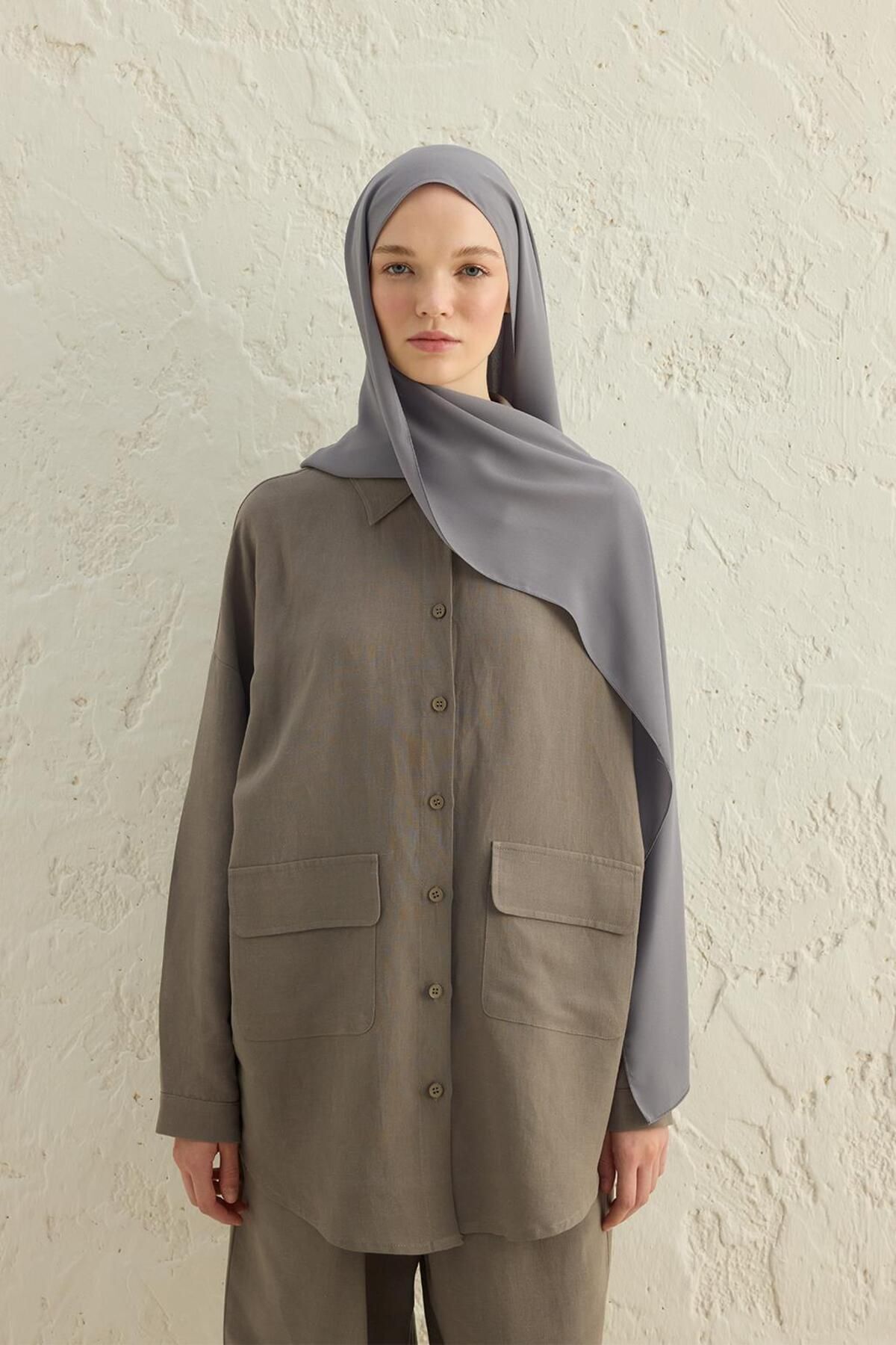 Qef-Gray Crepe Shawl - Daily Use 4