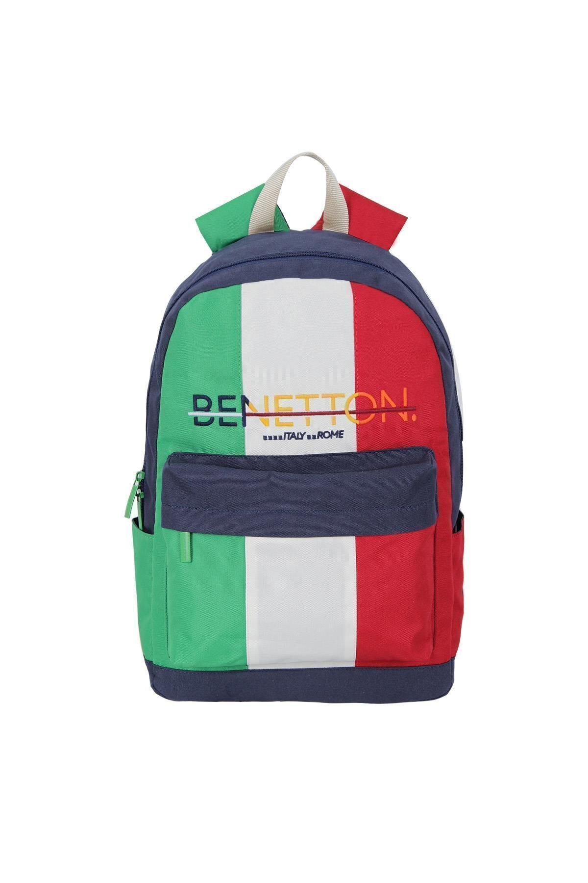 کیف United Colors of Benetton مدرسه ابتدایی Tricolor 70399-standard Std اورجینال - تصویر 1