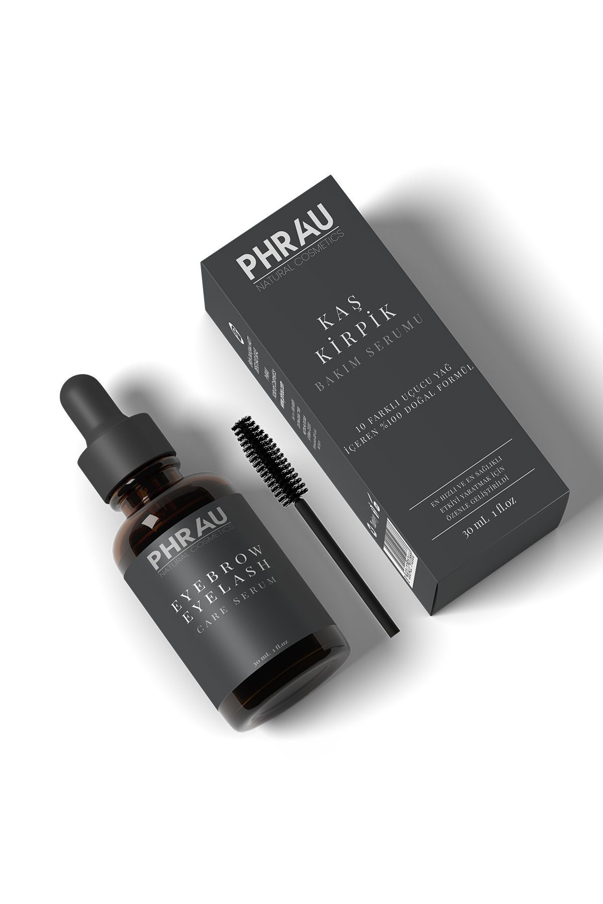 سرم 100% طبیعی مراقبت از ابرو و مژه (10 روغن ضروری طبیعی + برس کاربردی) Phrau