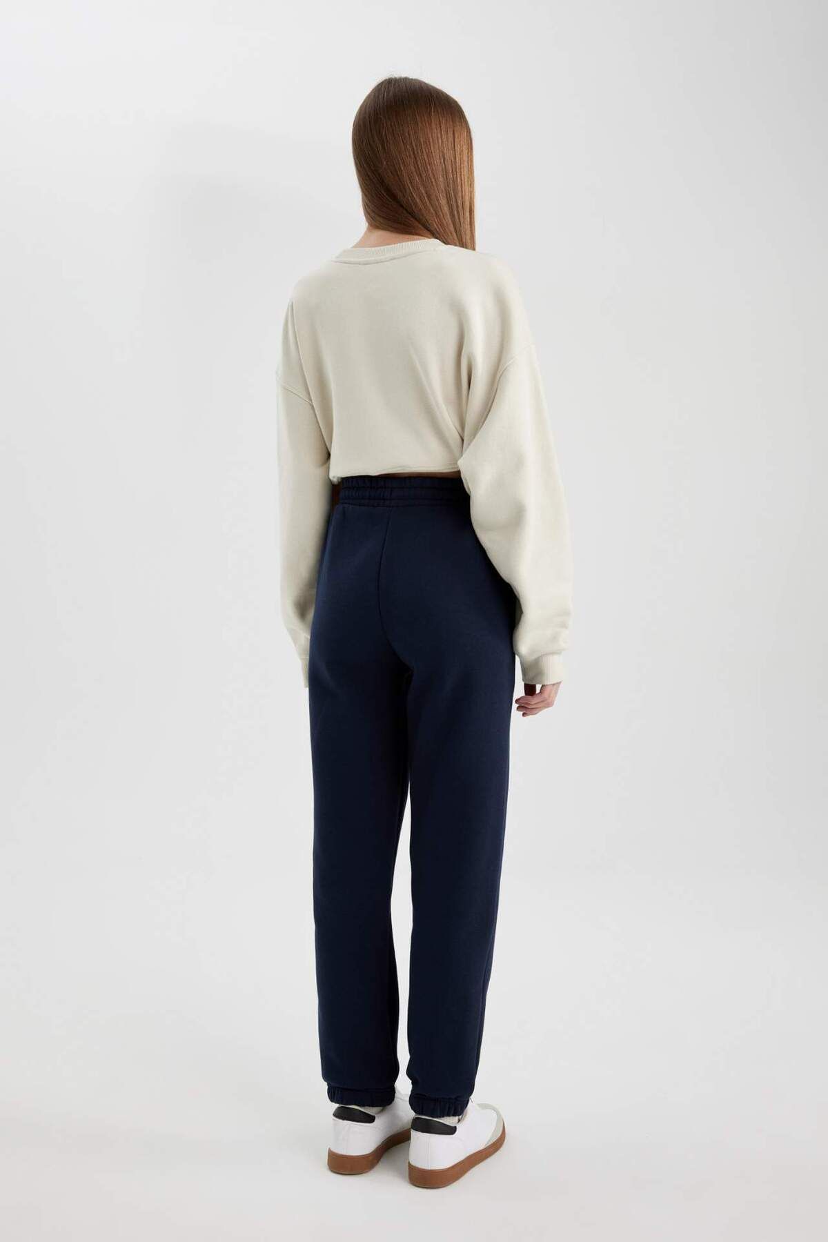 DeFacto-Jogger Standard Fit Flexibil Banded Picior Țesătură groasă Partea de jos a treningului lung 5