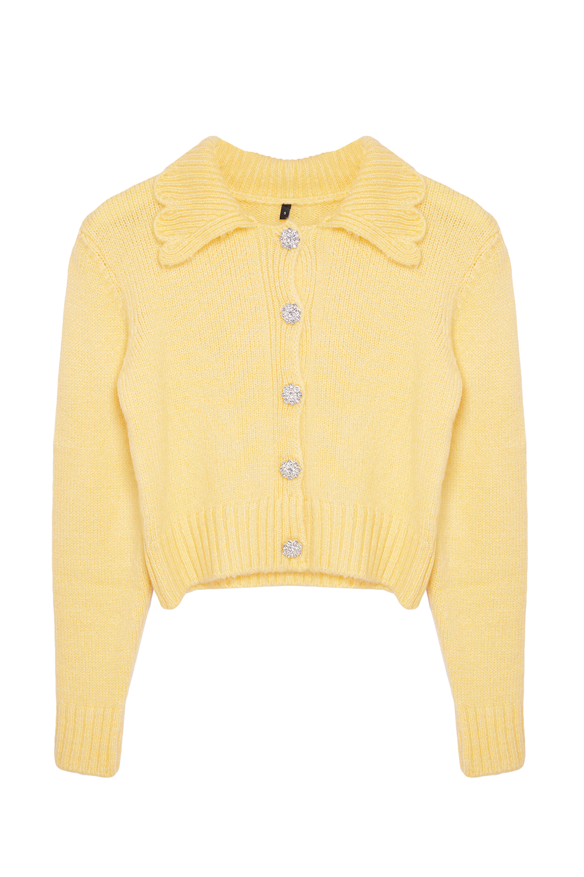 Trendyolmilla  Sarı Crop Yumuşak Dokulu Mücevher Düğmeli Triko Hırka TWOAW25HI00098 - Görsel 6