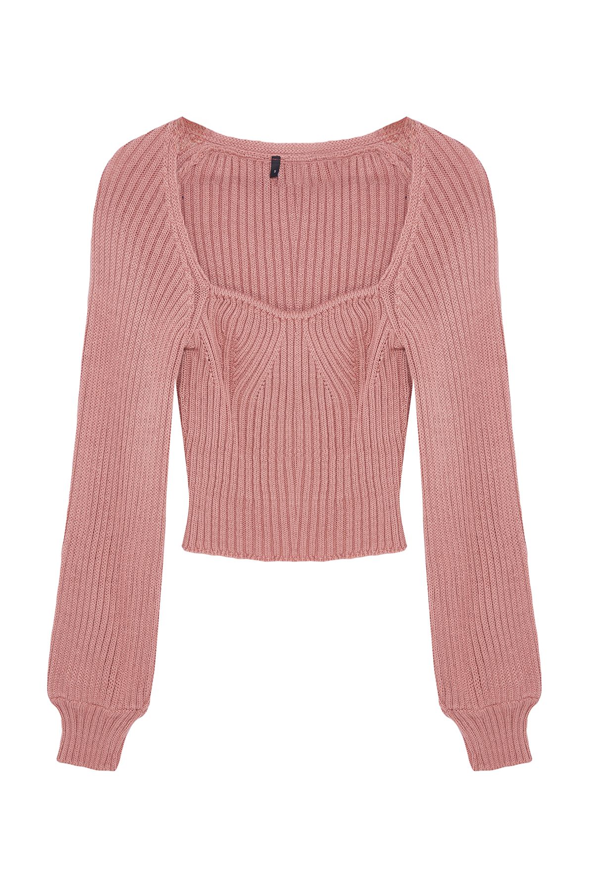 Trendyol Collection-Różowy sweterek z dzianiny w kształcie serca - TWOAW22KZ1760 6