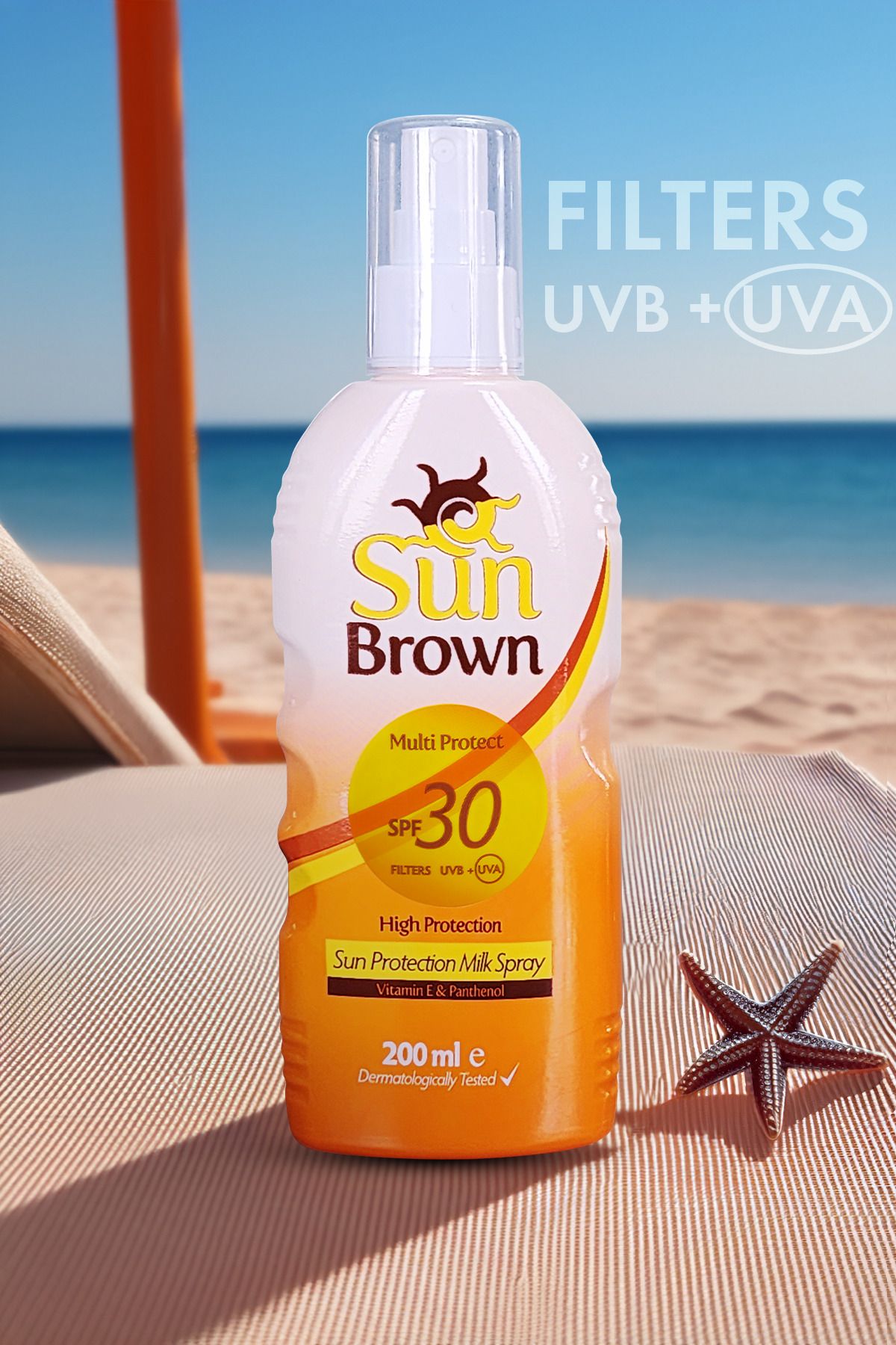 شیر ضد آفتاب (اسپری) Spf 30 200 میلی لیتر Sun Brown