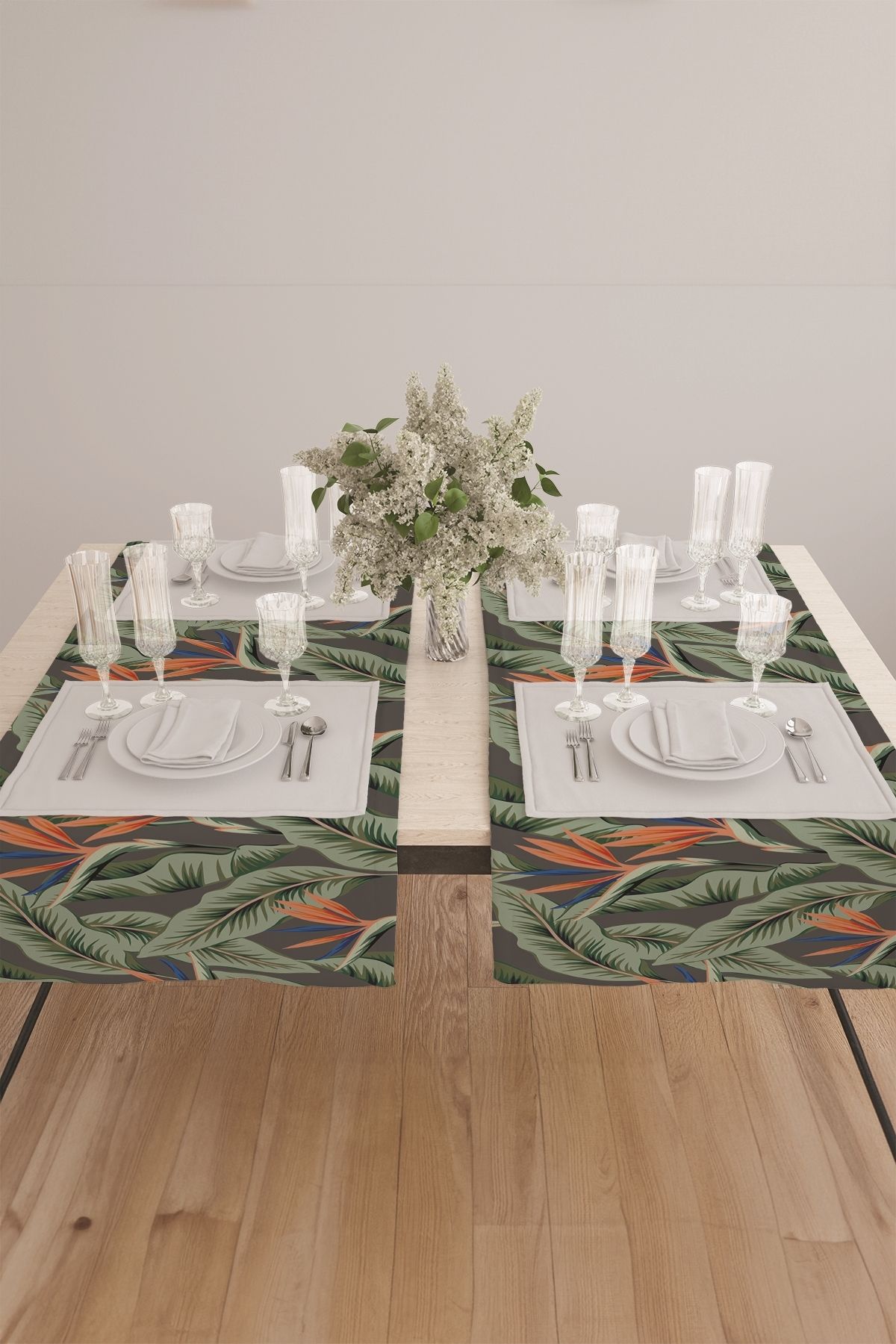 EY HOME-Digital Printed Leaf Patterned Washable Kitchen Table Cloth - R-81-04 5