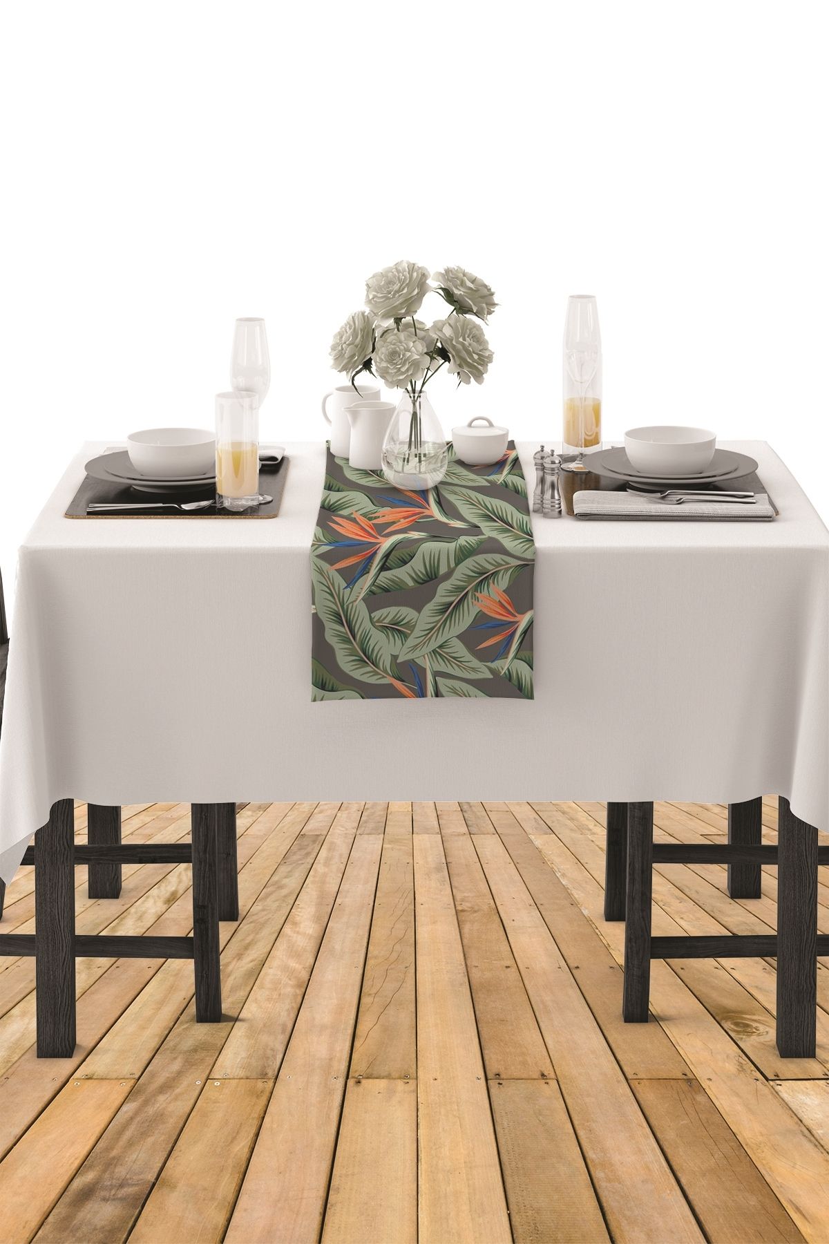 EY HOME-Digital Printed Leaf Patterned Washable Kitchen Table Cloth - R-81-04 2