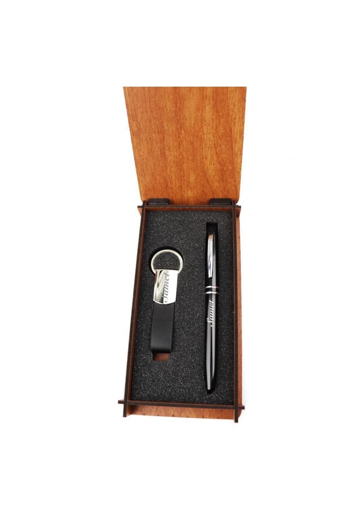 Personalized Wooden Box Pen Keychain Set