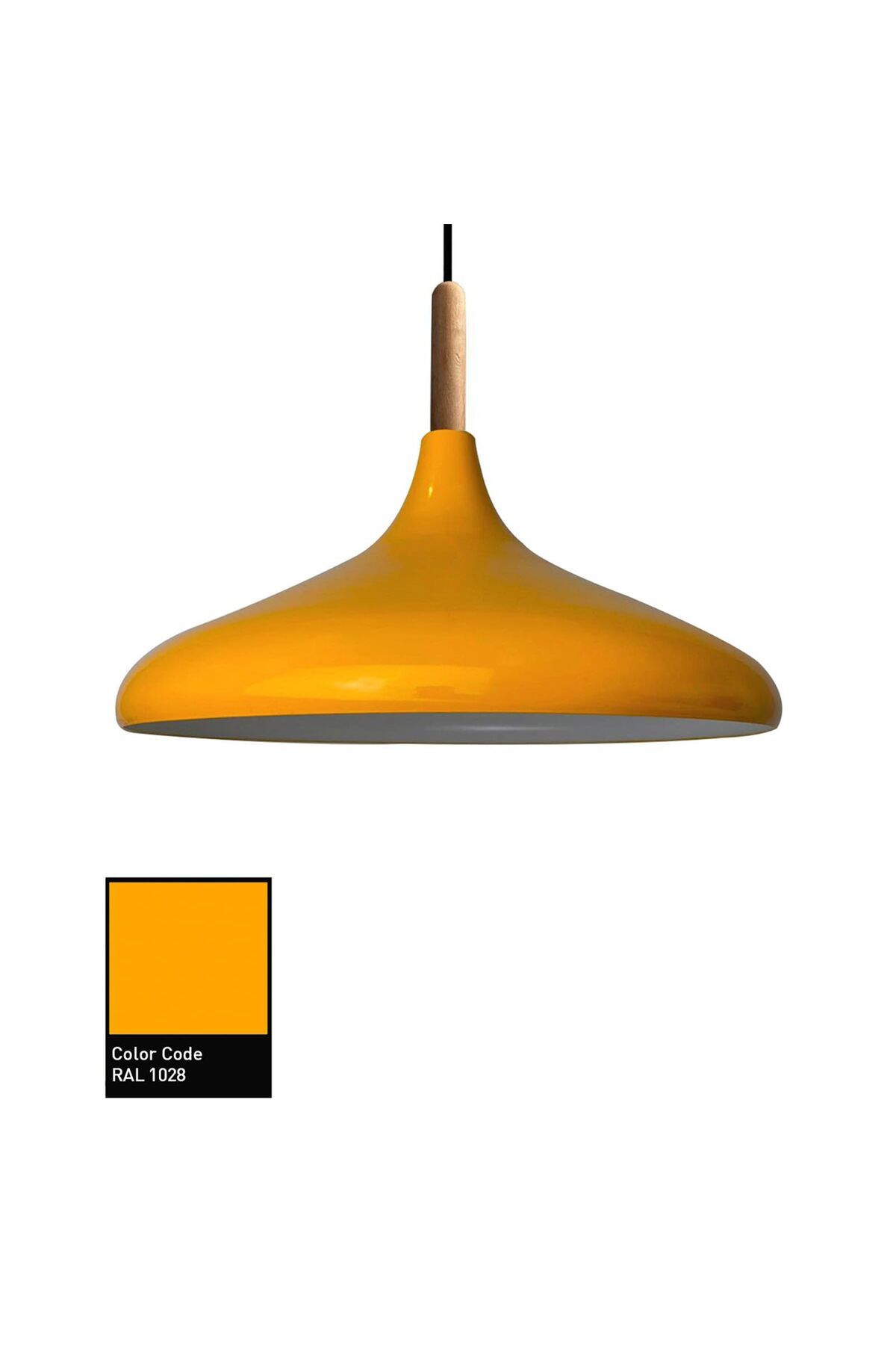 Bamyum-Champion Pendelleuchte, aus Holz und Metall 35 cm, Gelbe Lampe 2
