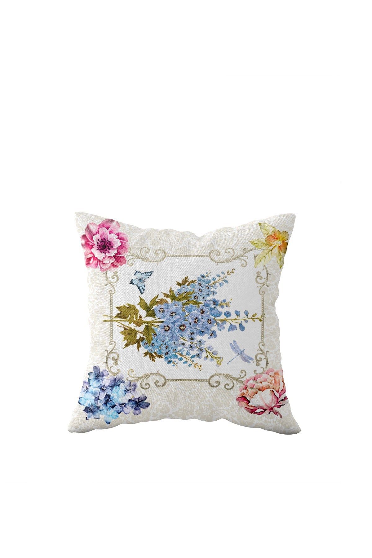 on the clouds-Rose Pattern Single Side Hidden Zipper Pillow Case Throw Pillow Sofa Pillow Case 1