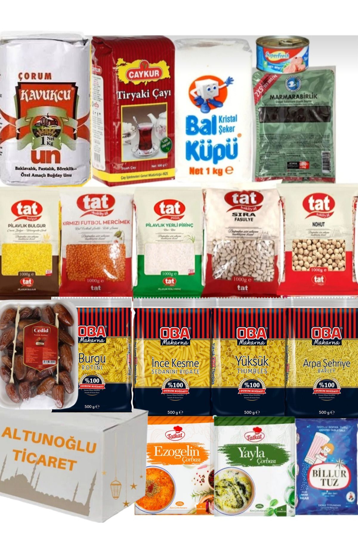 Tat Ramazan paketi kumanya yardım gıda erzak kolisi 18 parça ürün ekonomik paket