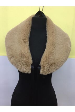 kurkyaka Kadın Kahverengi İmitasyon Kürk Şal Yaka Kolluk
