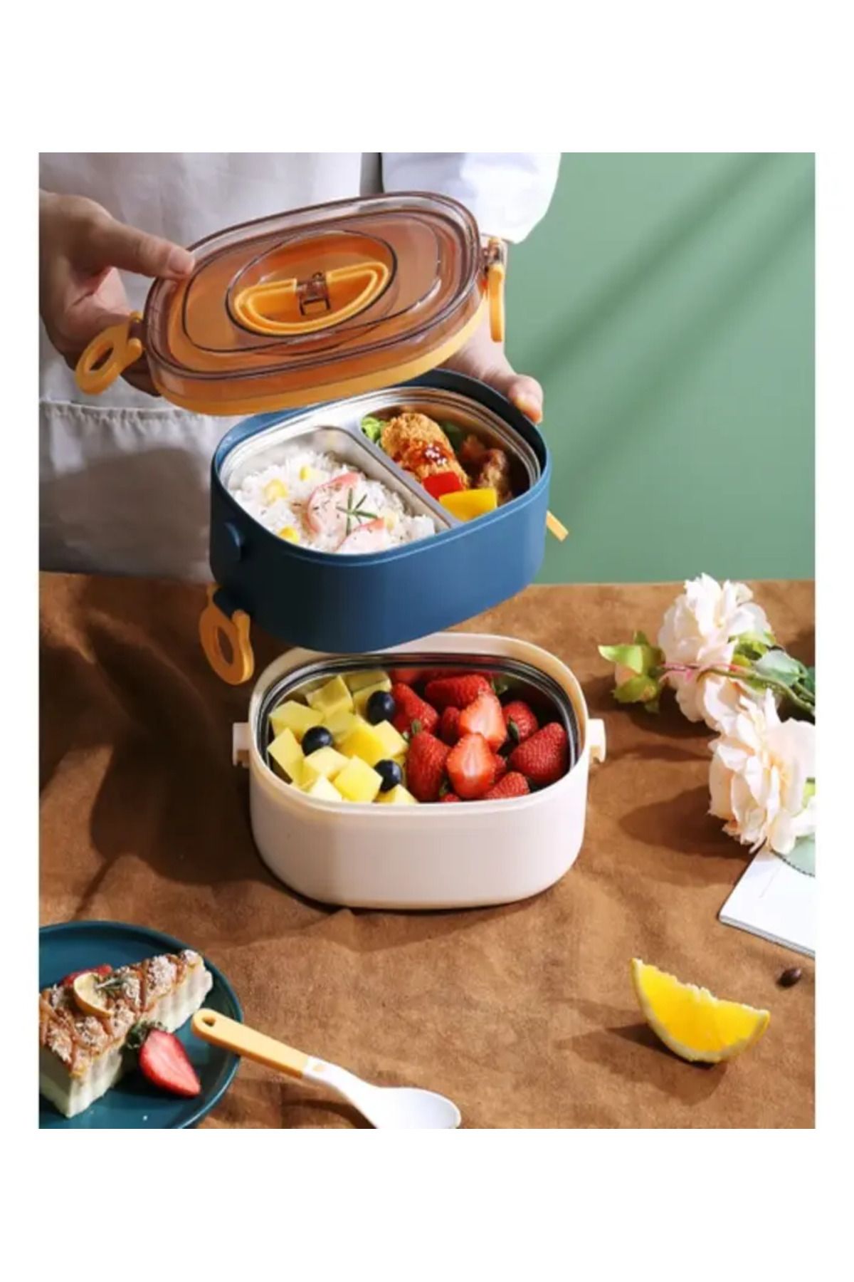 Vagonlife-1200ml 2 Layer Gold-Yellow Double Color Lunchbox Lunch Box Lunch Box 5