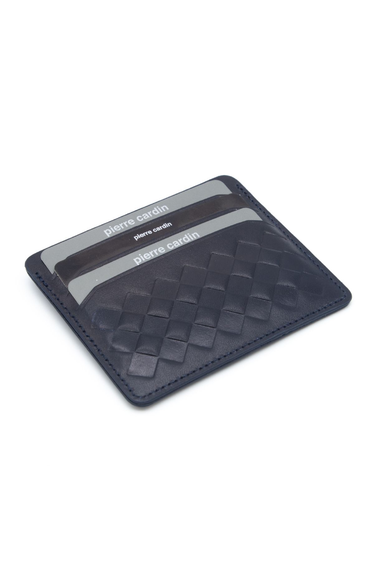 جای کارت چرمی یونیسکس آبی ناوی 0046lp6 Pierre Cardin