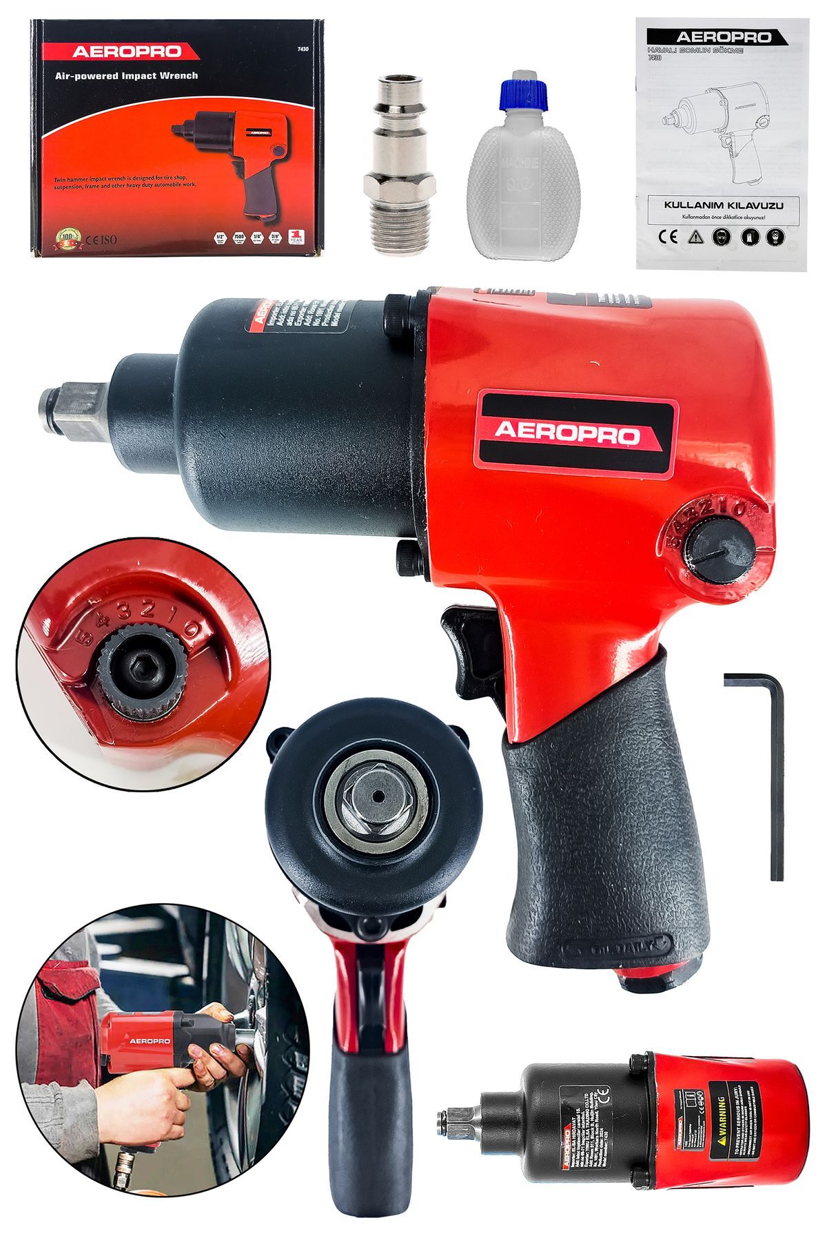 Genel Markalar Aeropro 1/2 Havalı Bijon Sökme 7430 Tam Professıonel Yüksek Nm