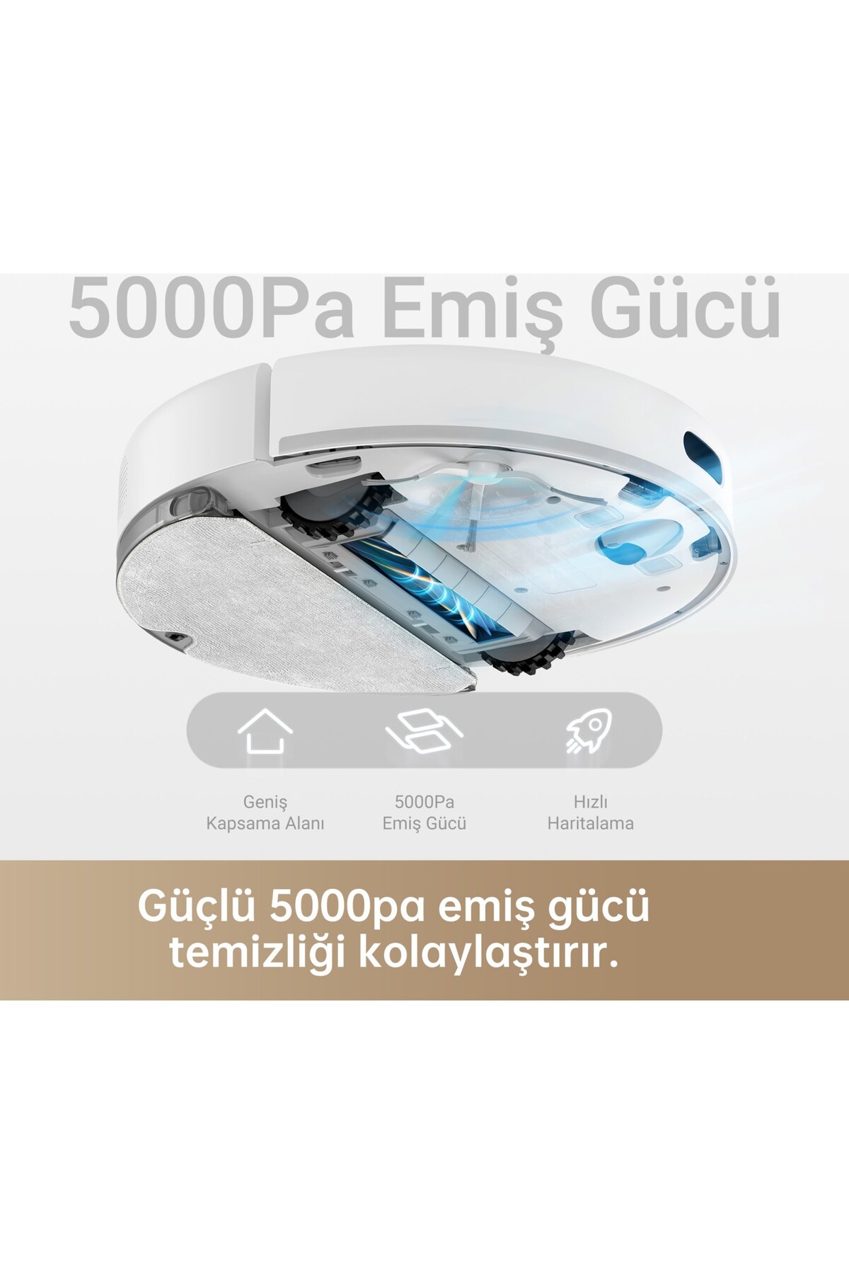 Robot Süpürge, LDS navigasyon ve 5000Pa emiş gücü, maksimum 280 dakika çalışma süresi halılar 2