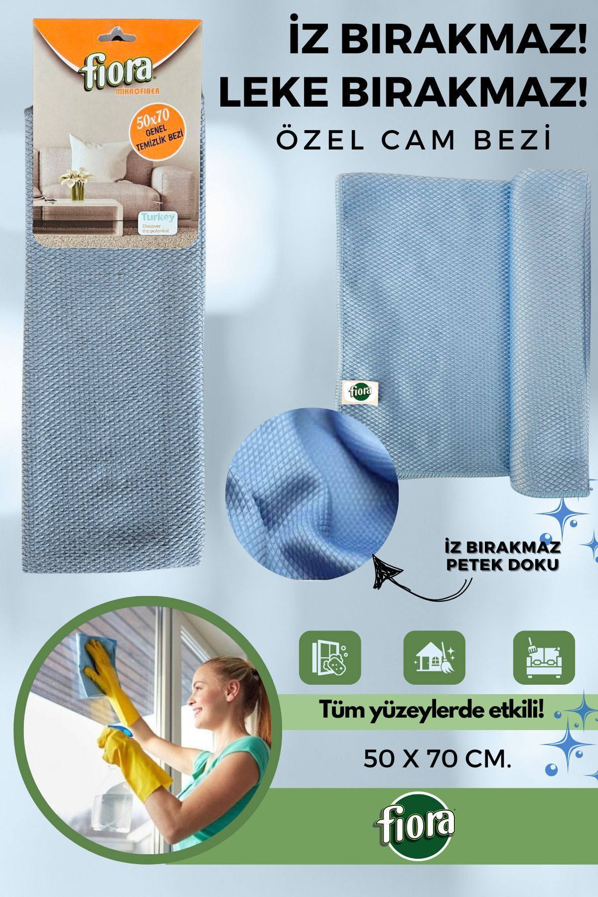 FİORA-XXL 50X70cm Non-Marking Glass Cloth and General Cleaning Cloth 1