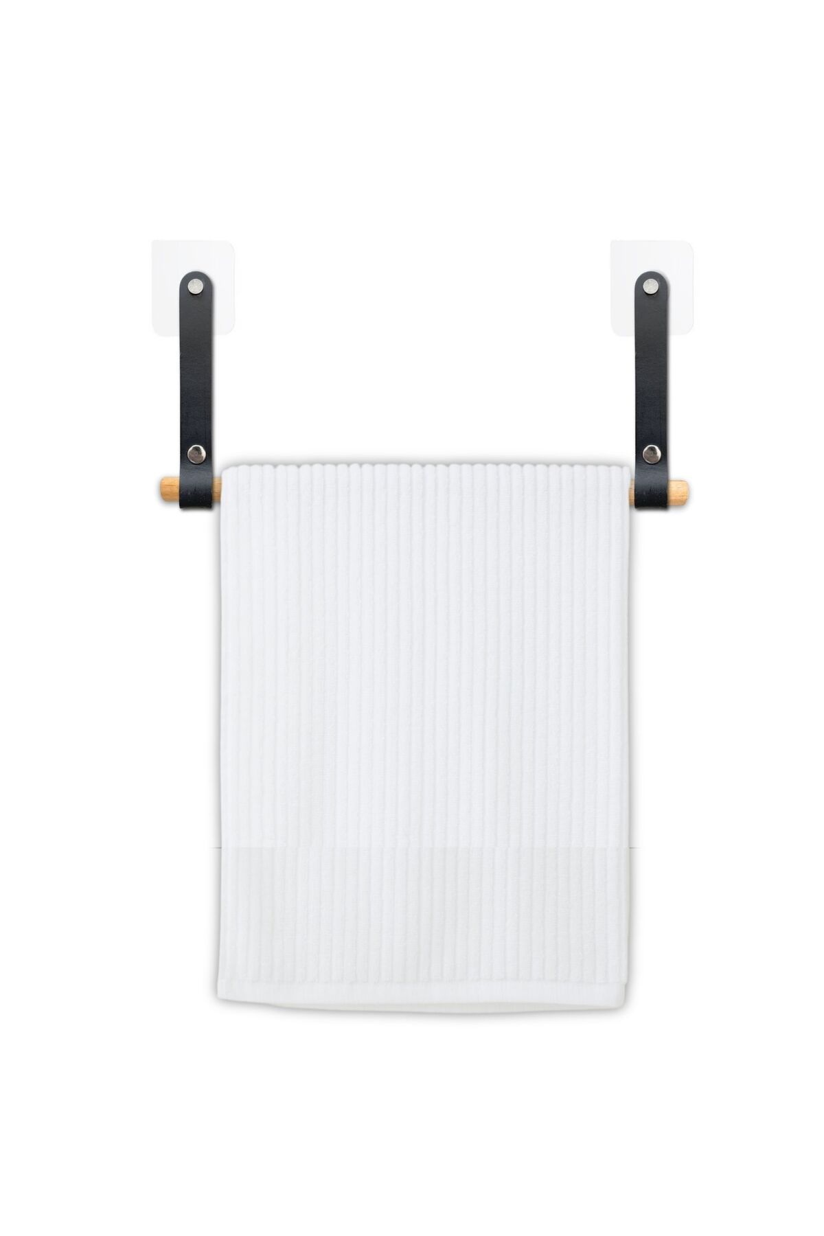 ipekbazaar-Wooden and Leather Toilet Paper Holder - Adhesive Bathroom Paper Towel Holder and Napkin Holder 5