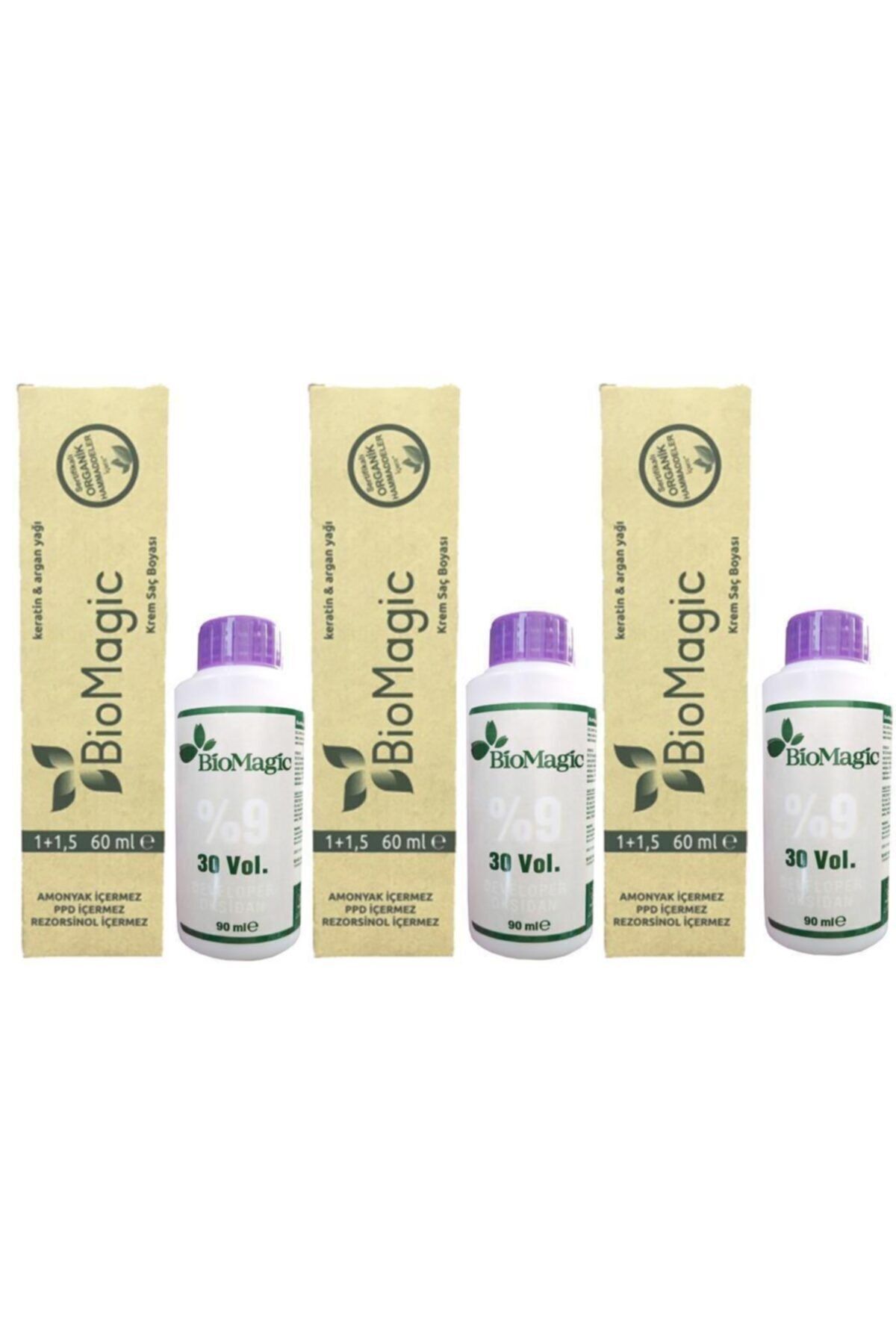 رنگ موی ارگانیک بدون آمونیاک (یاسی) + اکسیدان (3 عدد) BioMagic