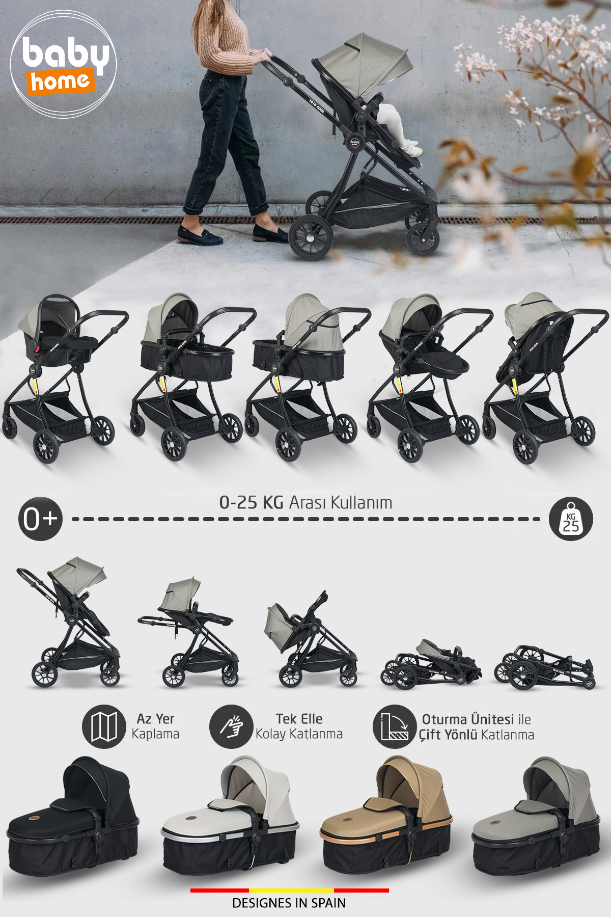 Baby Home Yeni Full Takım 10 In 1 1010 Travel Sistem Bebek Arabası Anne Yanı Park Yatak Beşik Ve Ana Kucağı fotoğrafı 5 (önizleme)