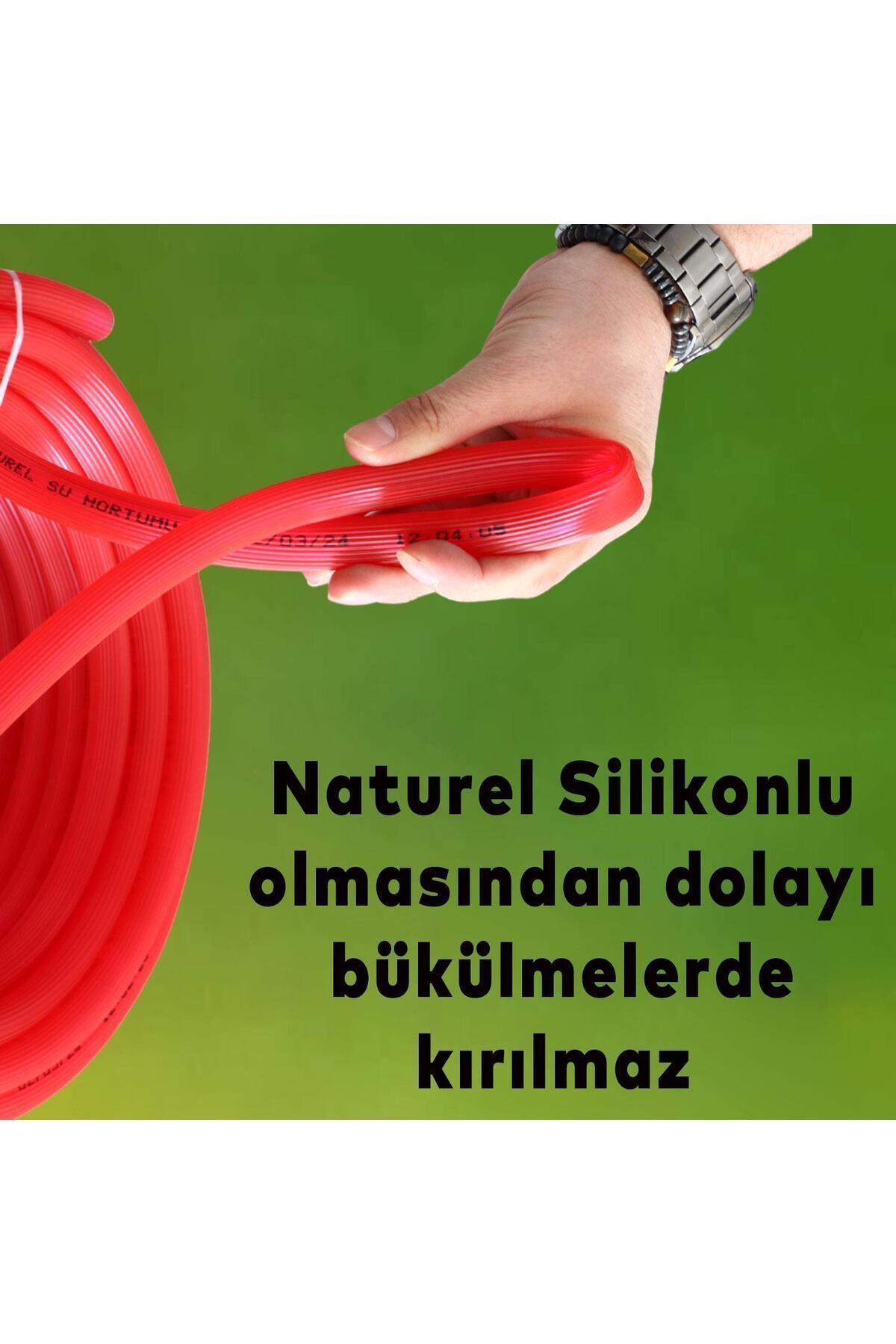 Bahçe Çeşme Su Hortumu İç Çap 1/2 Naturel Silikonlu Sulama Araç Yıkama Hortum 15 Metre 2