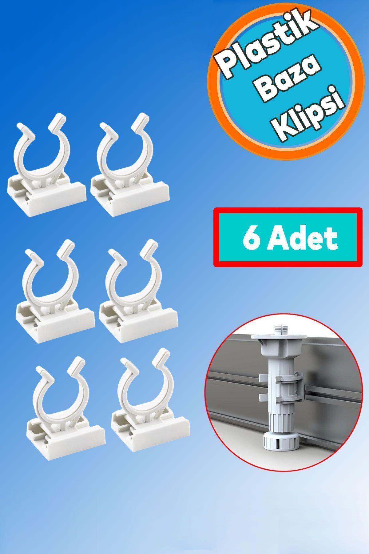 Furniture Base Shoe Cabinet Kitchen Countertop Wardrobe Cloakroom Foot Pipe Holder Buckle Clip (6 Pieces)