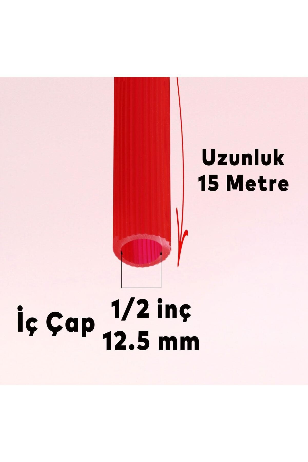 Bahçe Çeşme Su Hortumu İç Çap 1/2 Naturel Silikonlu Sulama Araç Yıkama Hortum 15 Metre 3
