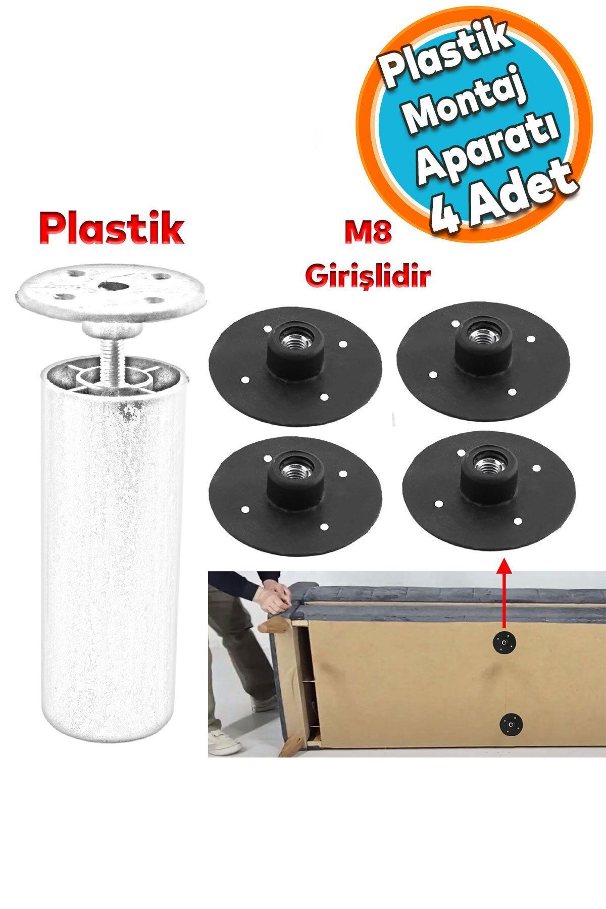 Furniture Sofa Table Base Coffee Table Mounting Foot Round Plastic Connection Apparatus M8 Bolted Base 4 A