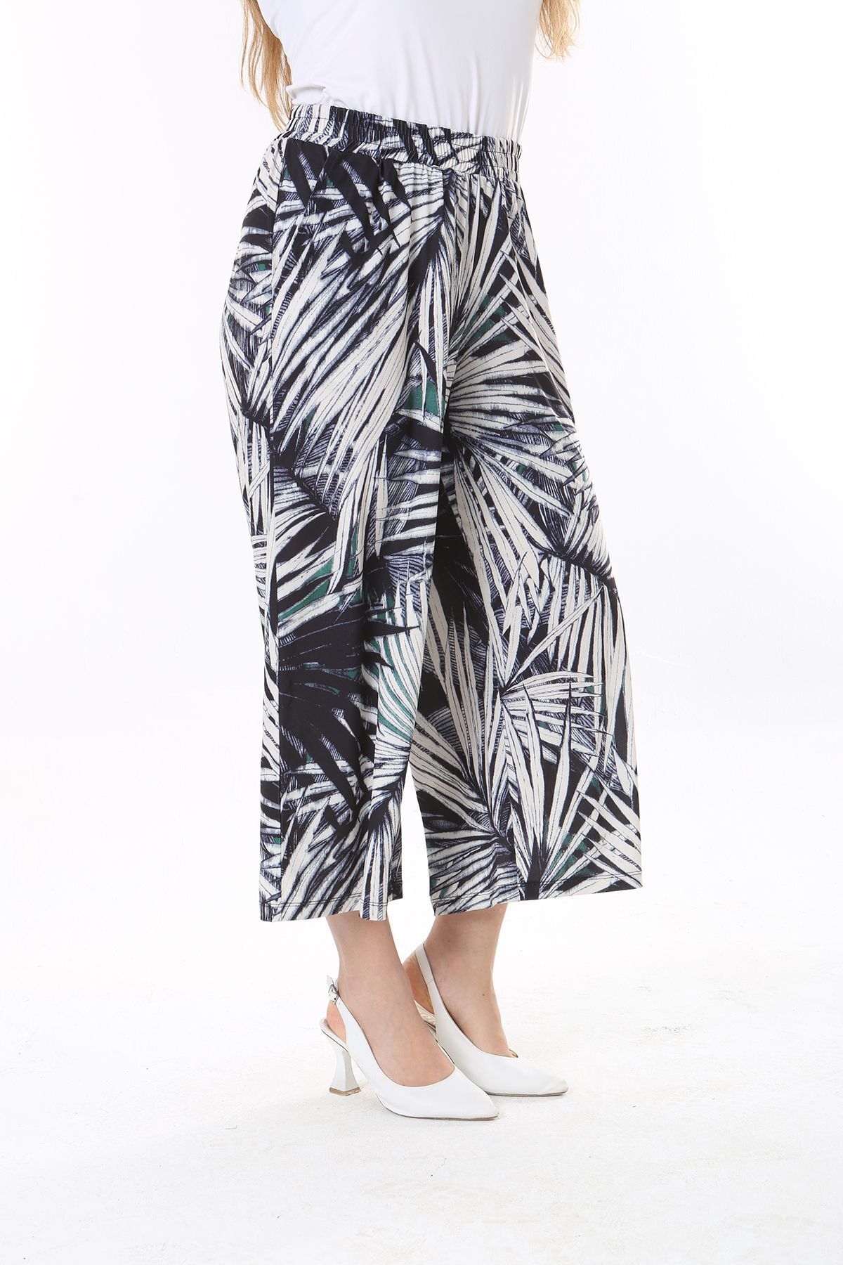 Şans-Pantaloni de damă de mărime mare, colorați, cu talie elastică, cu buzunare laterale 65N37842 6