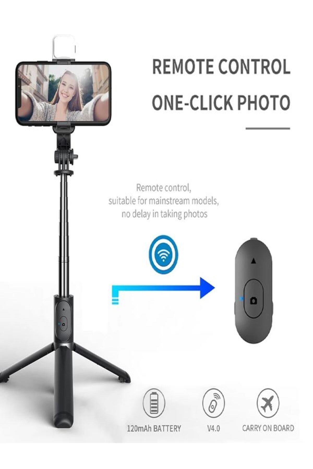 LED Işıklı Tripod Kablosuz Selfie Çubuğu, Tripod Standı 5