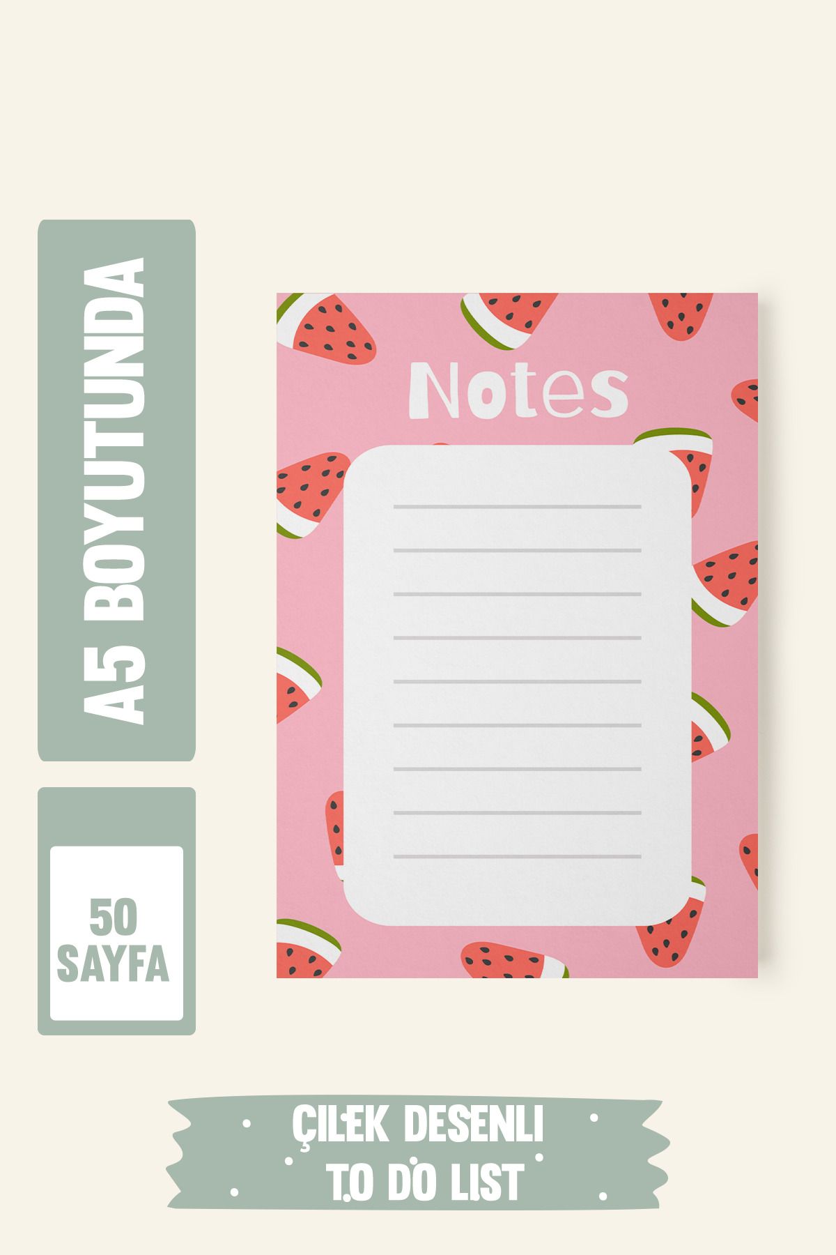 Srctech-Strawberry Patterned To Do List 50 Sheets A5 Size 1