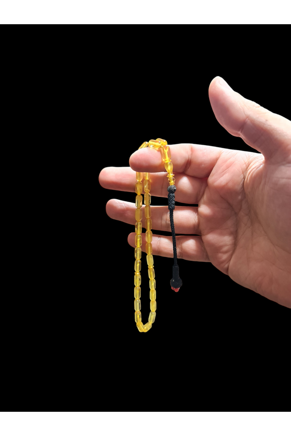1000K Pure Silver Tassel Lithuanian Rock Drop Amber Rosary
