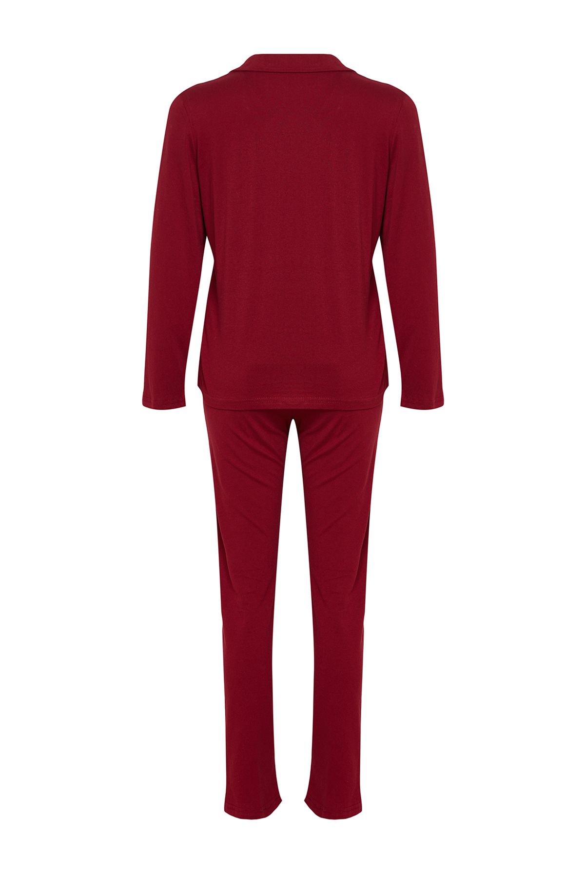 Trendyol Collection-Set pijamale tricotate burgundy cu imprimeu pinguin - 100% bumbac THMAW23PT00151 7