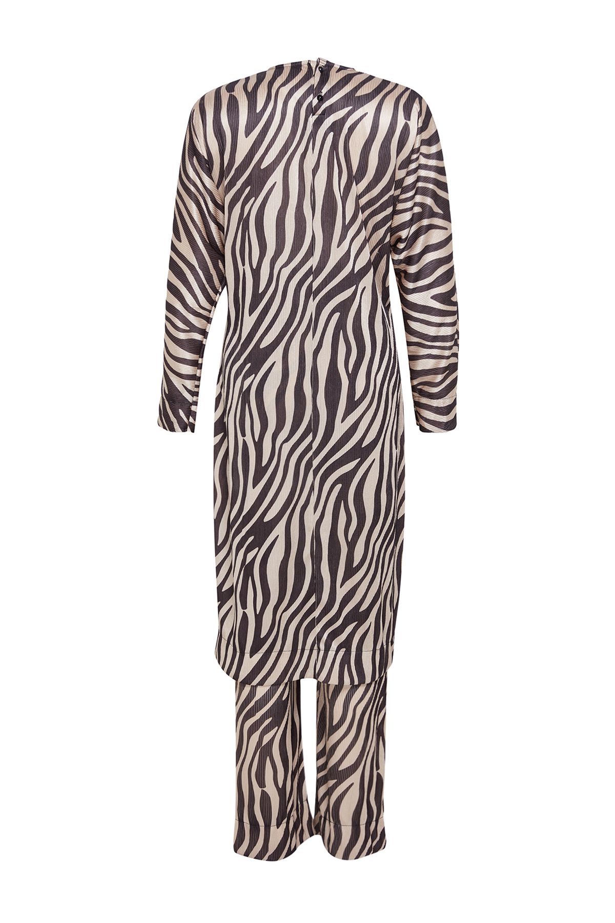 Trendyol Modest-Beige Long Tunic and Top Set with Zebra Pattern - TCTSS24US00090 7