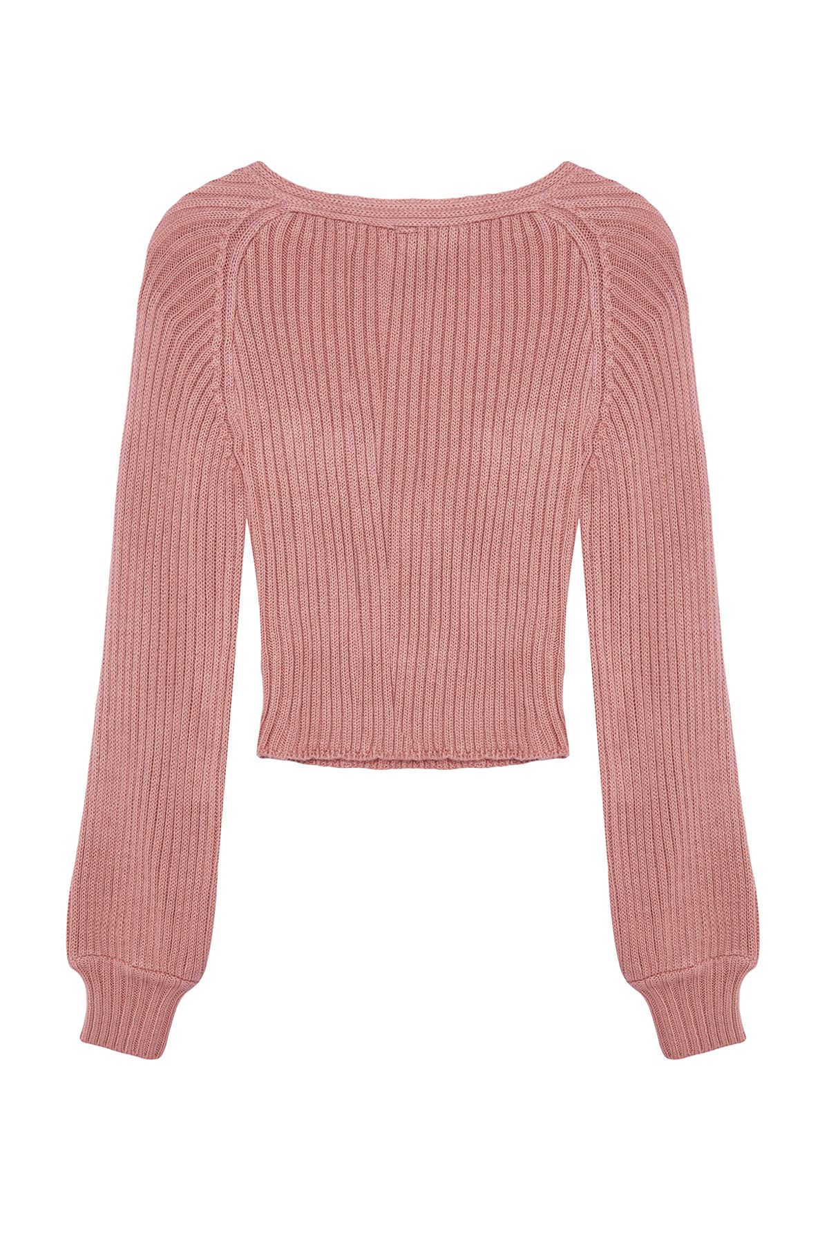 Trendyol Collection-Różowy sweterek z dzianiny w kształcie serca - TWOAW22KZ1760 7