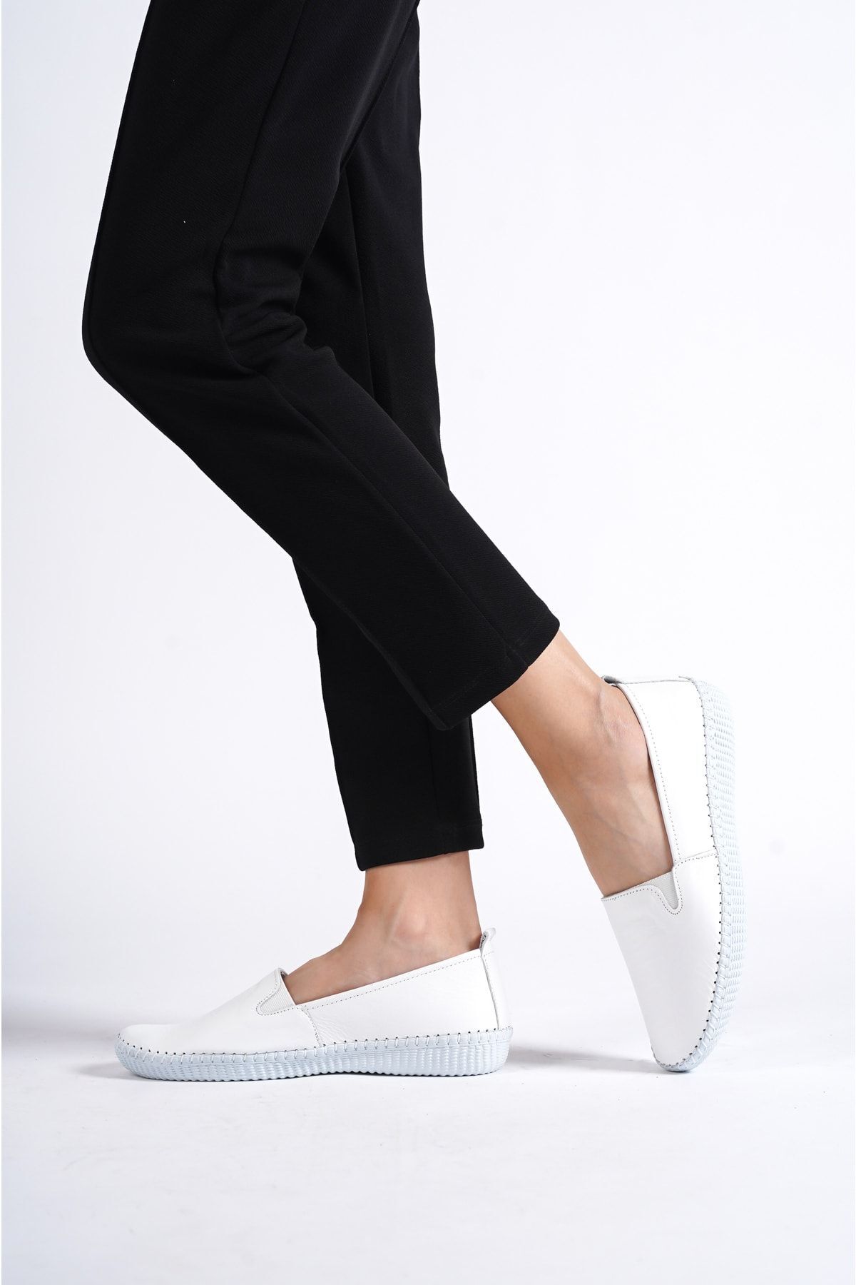 Deripabuc  Hakiki Deri Beyaz Kadın Deri Babet Dp62-8002 - Görsel 7