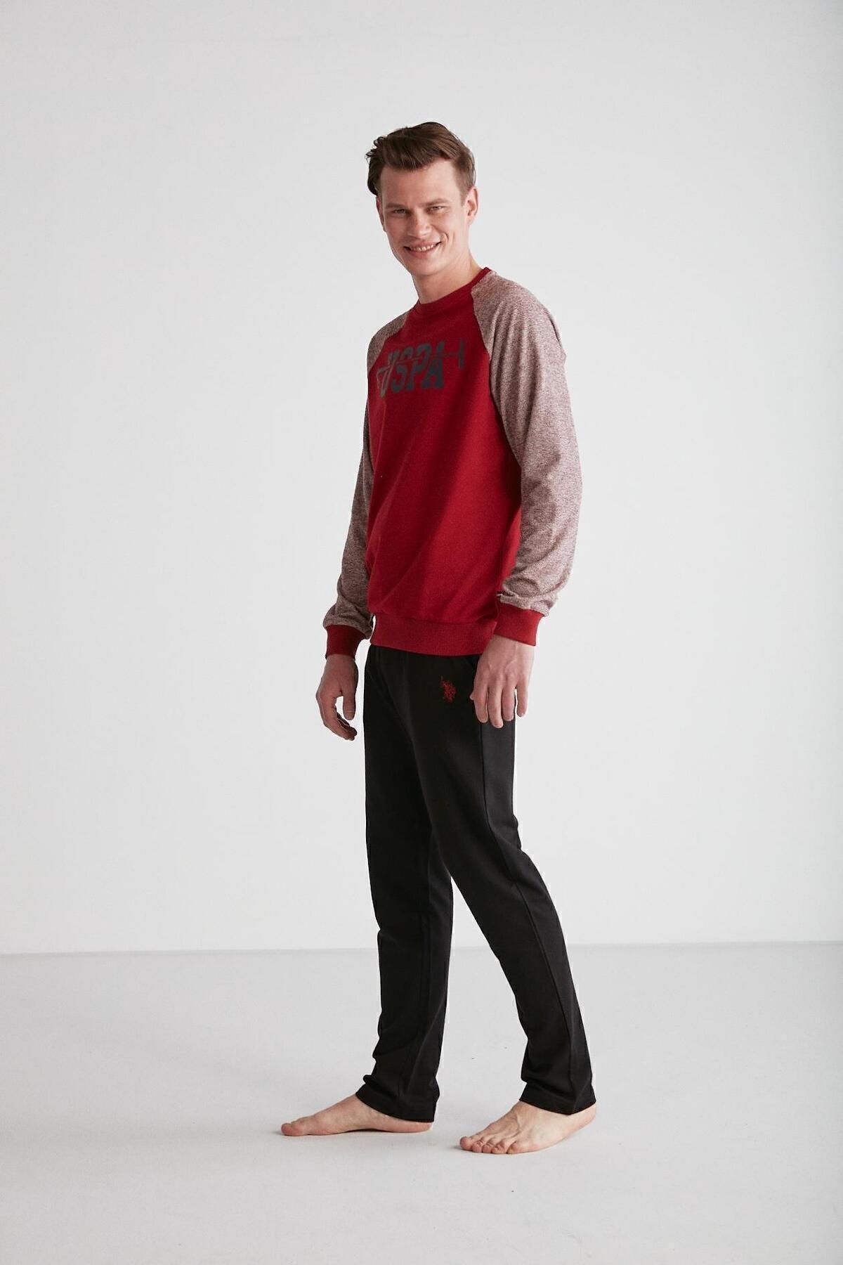 ست پیژامه چند رنگ مردانه پایه. POLO ASSN. لباس خواب یقه گرد کلارت 024K.ZE1T8AG7R1P2 U.S. Polo Assn.