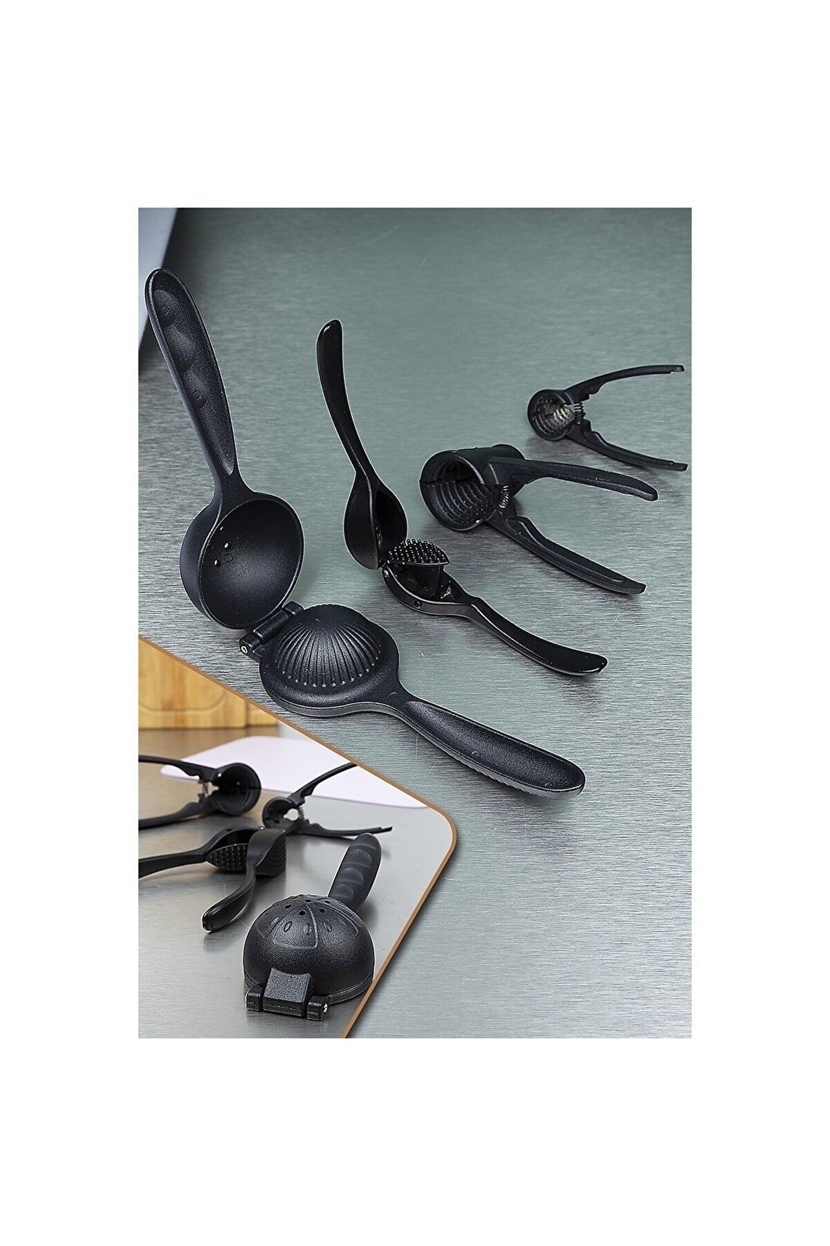 afife-Home Chefstar Black Casting+lemon+juicer+garlic Crusher Walnut Cracker Hazelnut Cracker Set of 4 5