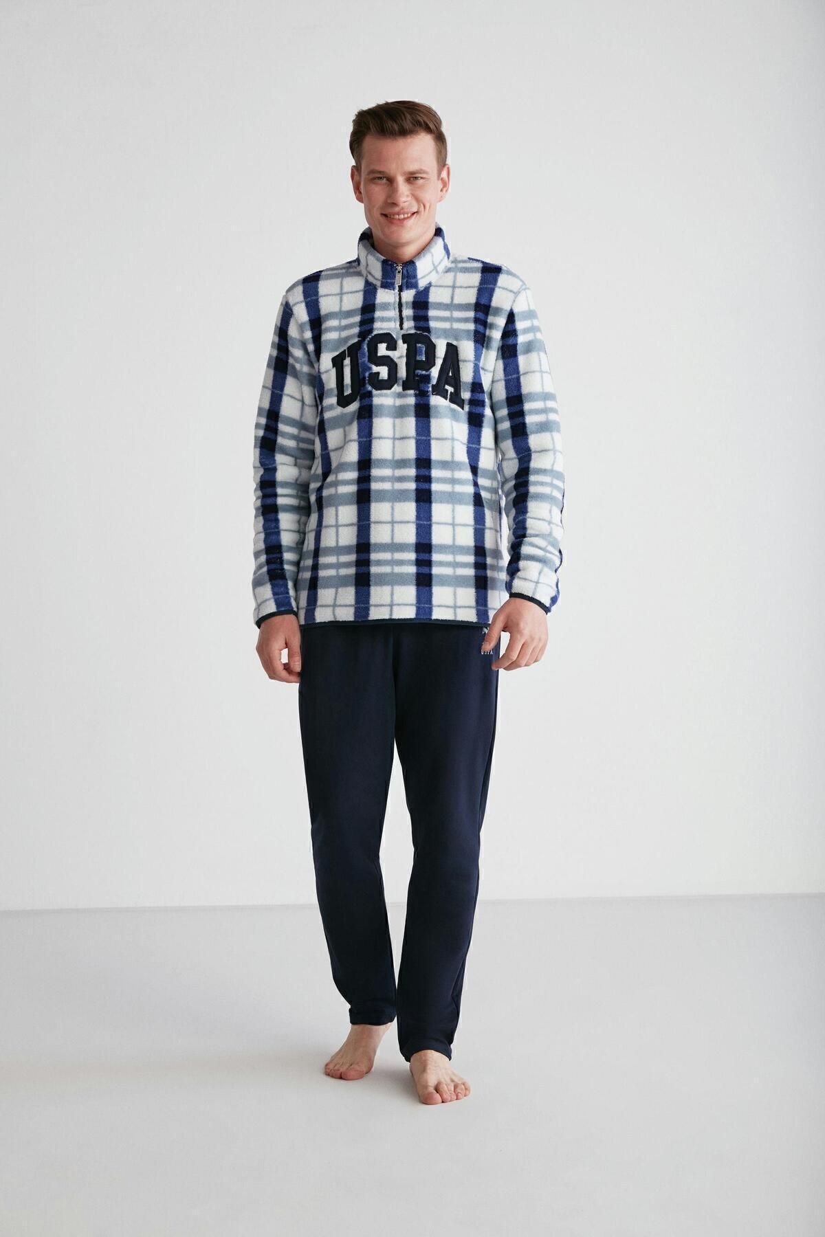 ست پیژامه آبی مردانه پایه. POLO ASSN. لباس خواب سرمه ای 024K.1.Z8.E.7TA.5GR4.P U.S. Polo Assn.