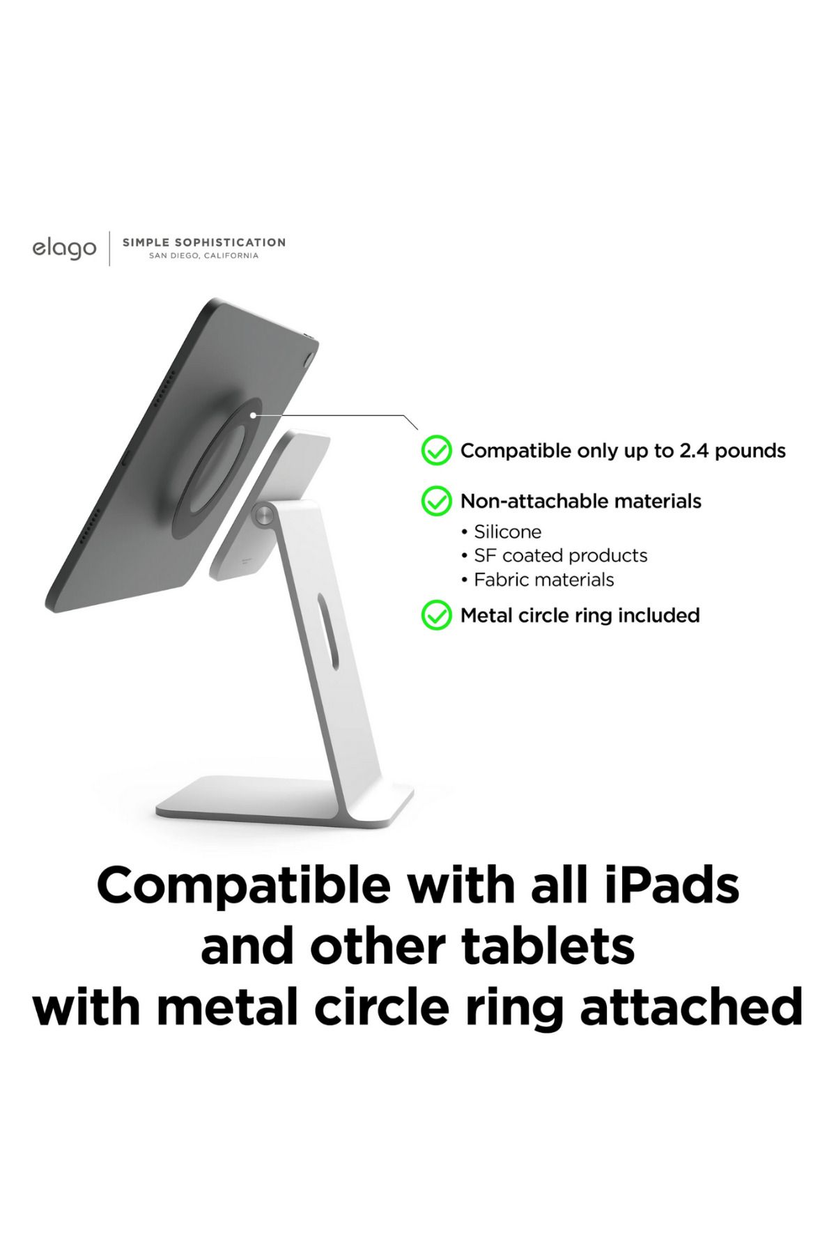 Elago-Apple Ipad - Magnetic Stand Compatible with All Models, Silver 6