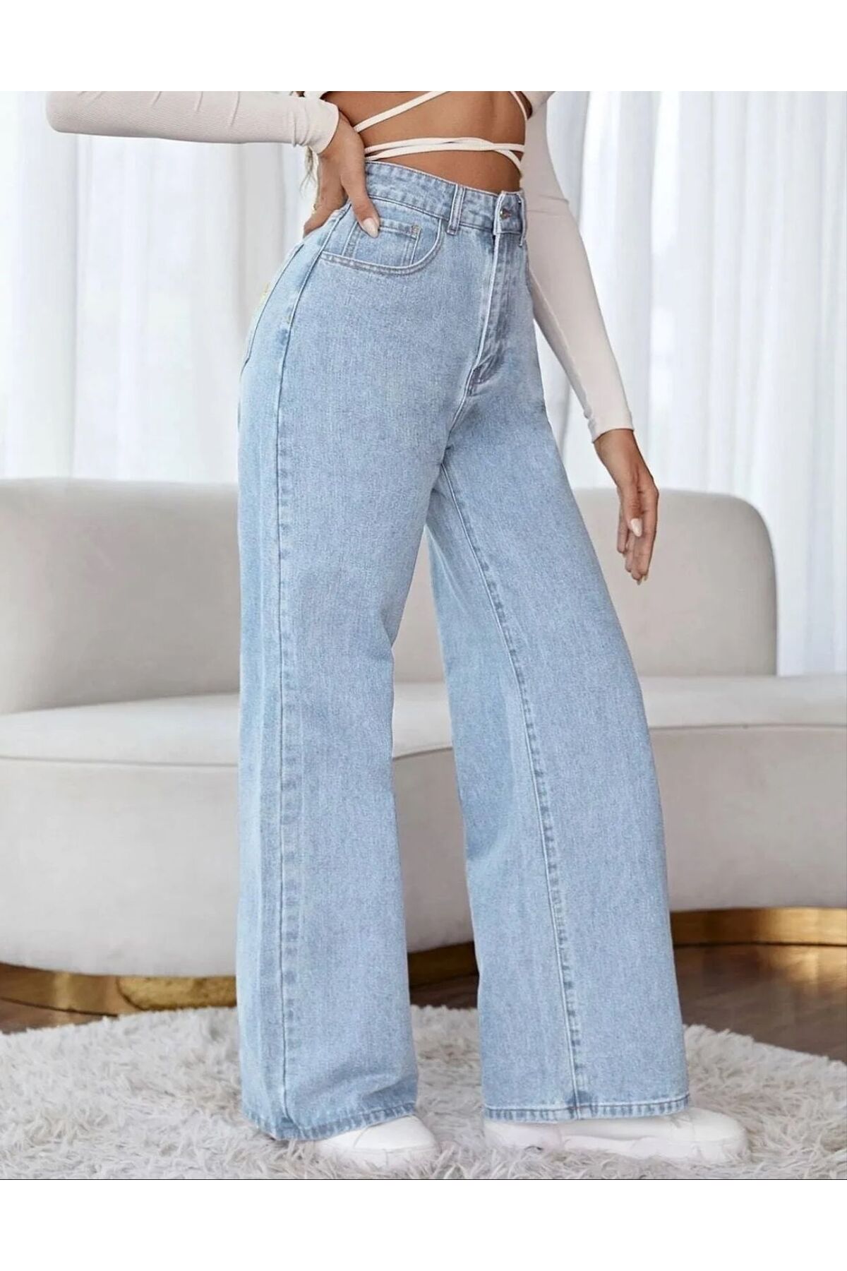 LAMIRAMOOD Tas Palazzo Jeans mit weitem Bein und hoher Taille