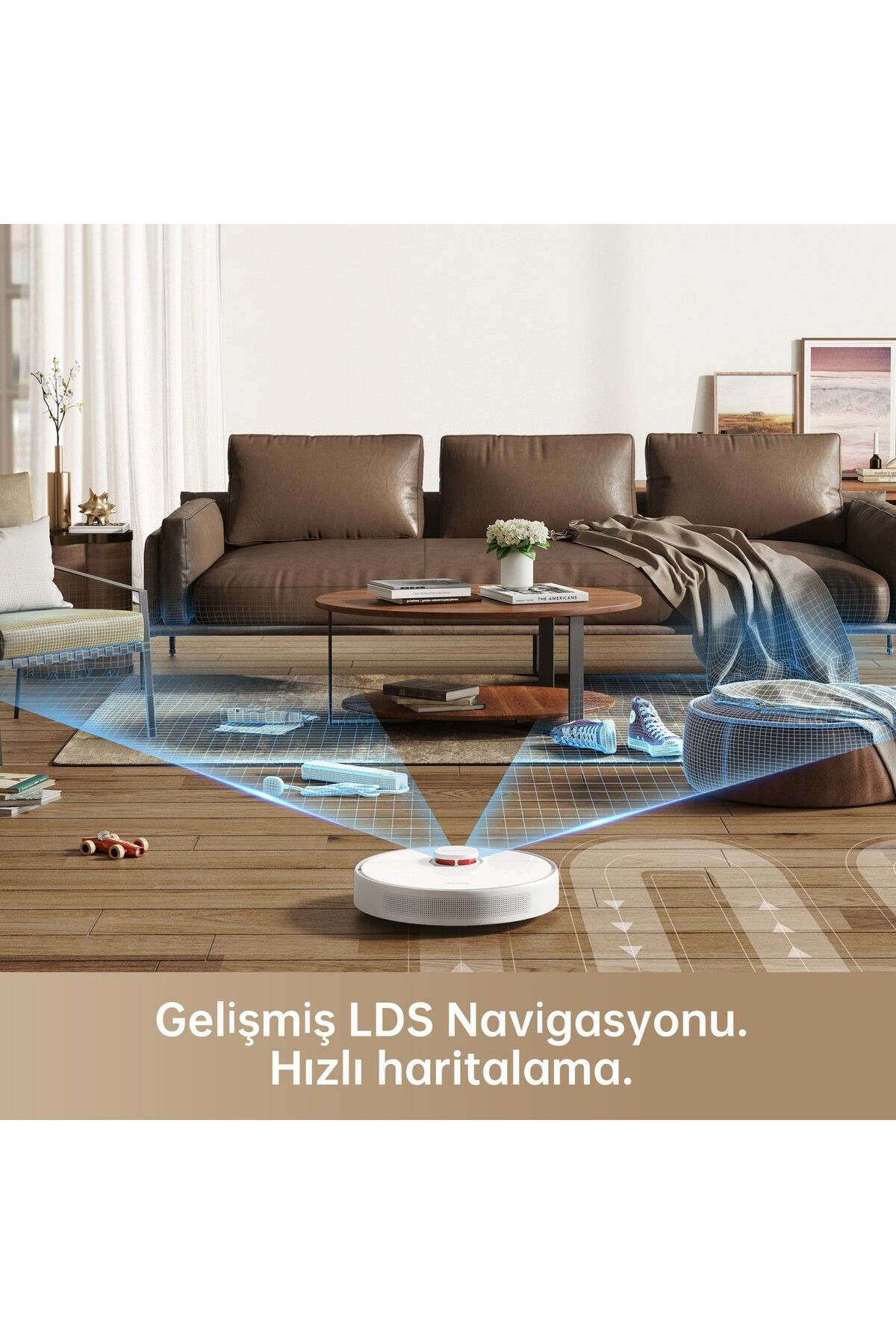 Robot Süpürge, LDS navigasyon ve 5000Pa emiş gücü, maksimum 280 dakika çalışma süresi halılar