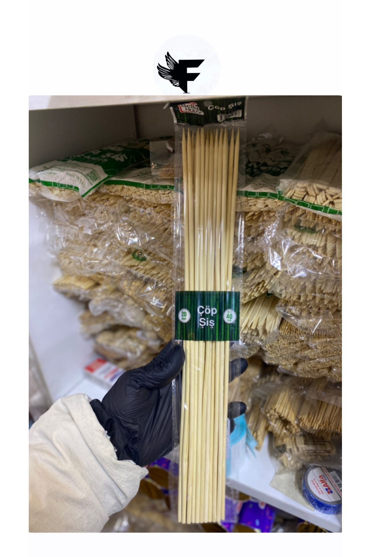 FİGANLAR Bambu Kalın Ahşap Çöp Şiş Çubuğu 35 Cm -20 adet