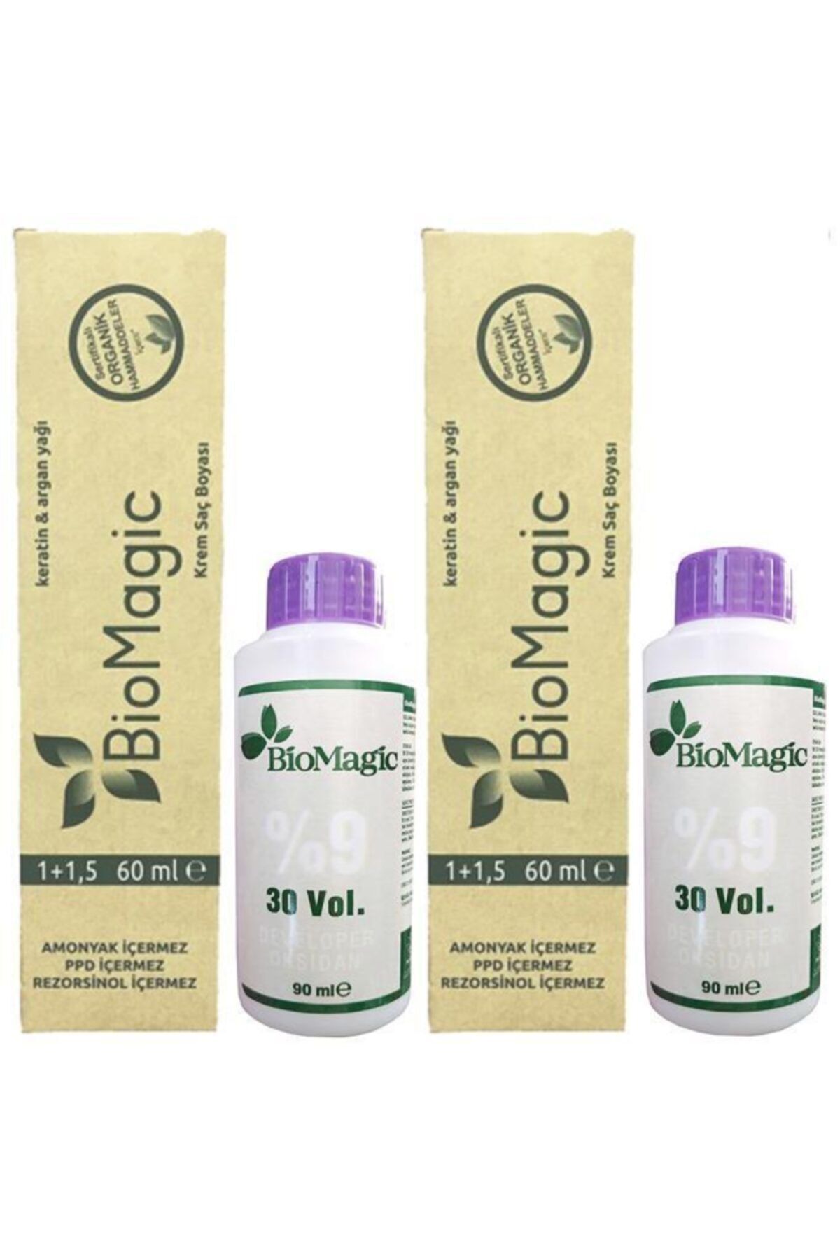 رنگ موی ارگانیک بدون آمونیاک (یاسی) + اکسیدان (2 عدد) BioMagic
